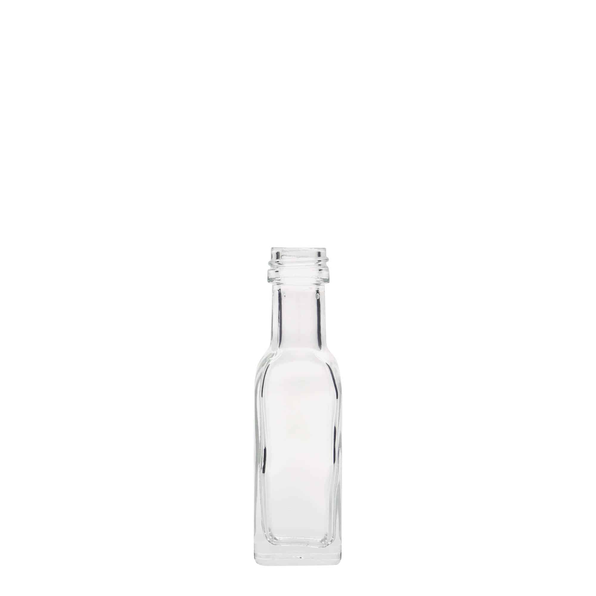 20 ml glasflaska 'Marasca', kvadratisk, mynning: PP 18 20 ml glasflaska 'Marasca', kvadratisk, mynning: PP 18