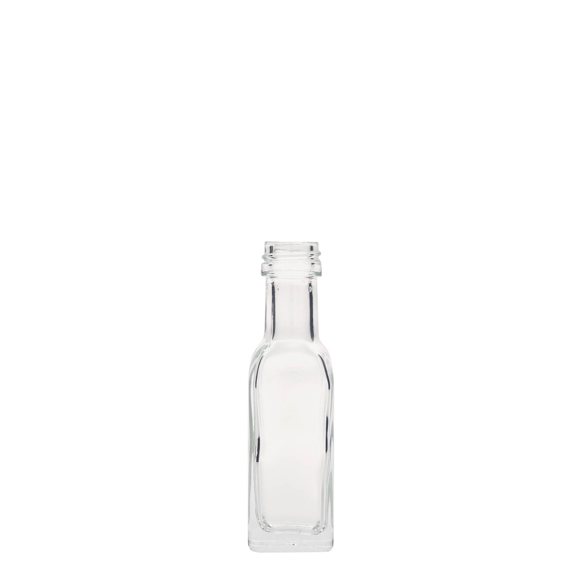20 ml glasflaska 'Marasca', fyrkantig, mynning: PP 18 20 ml glasflaska 'Marasca', fyrkantig, mynning: PP 18