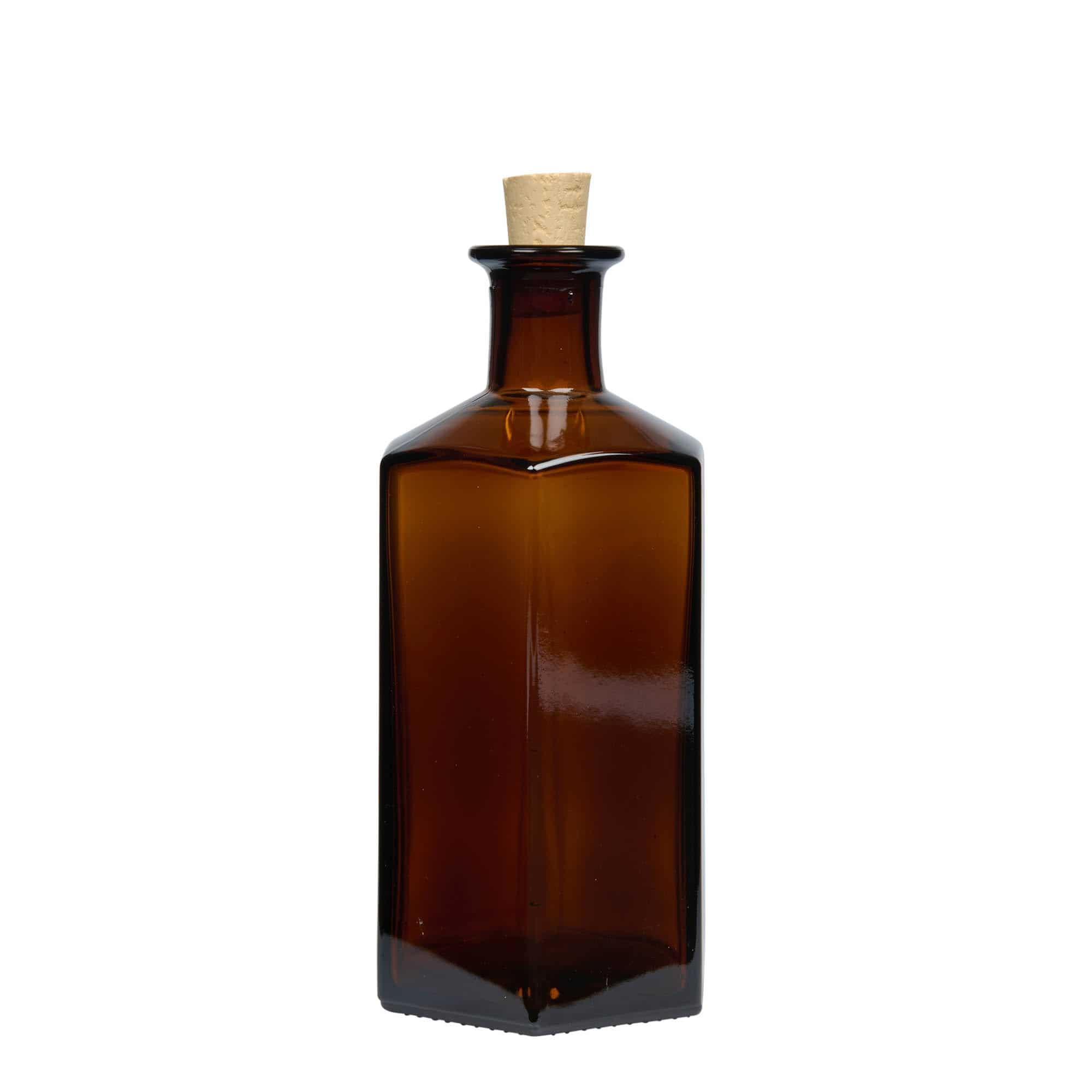 500 ml apoteksglasflaska 'Jimmy'. sexkantig. brun. mynning: kork