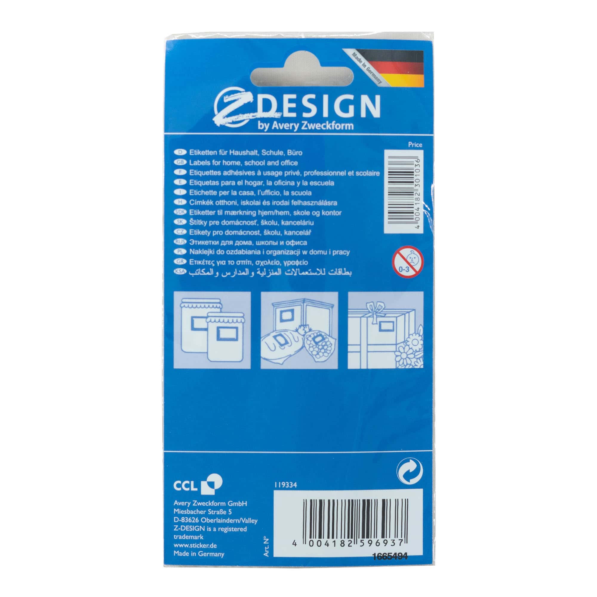 Zweckform Etiketter 'Frukt-ram', rektangulära, papper, flerfärgade