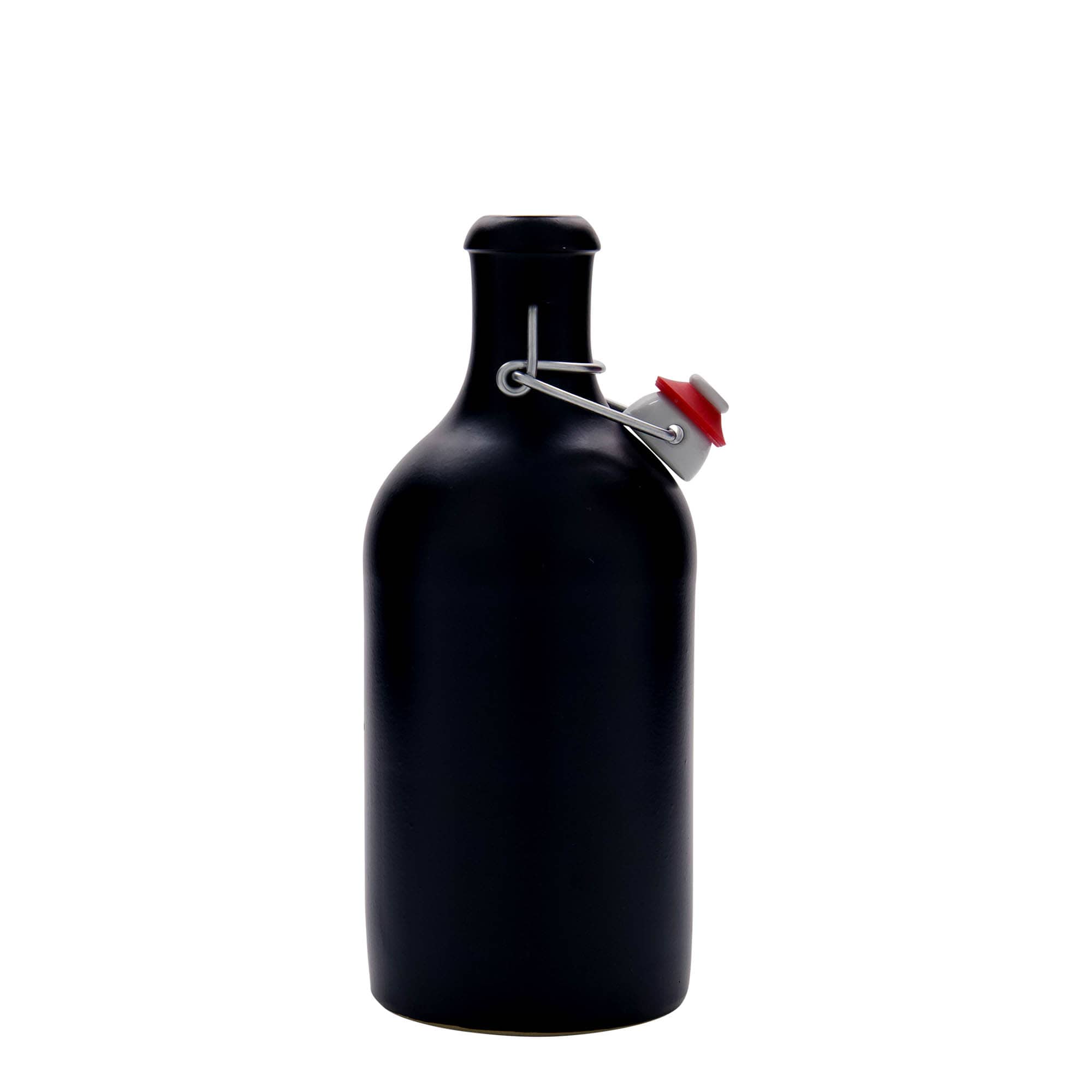 500 ml lerkrus, stengods, svart, mynning: bygelstängning