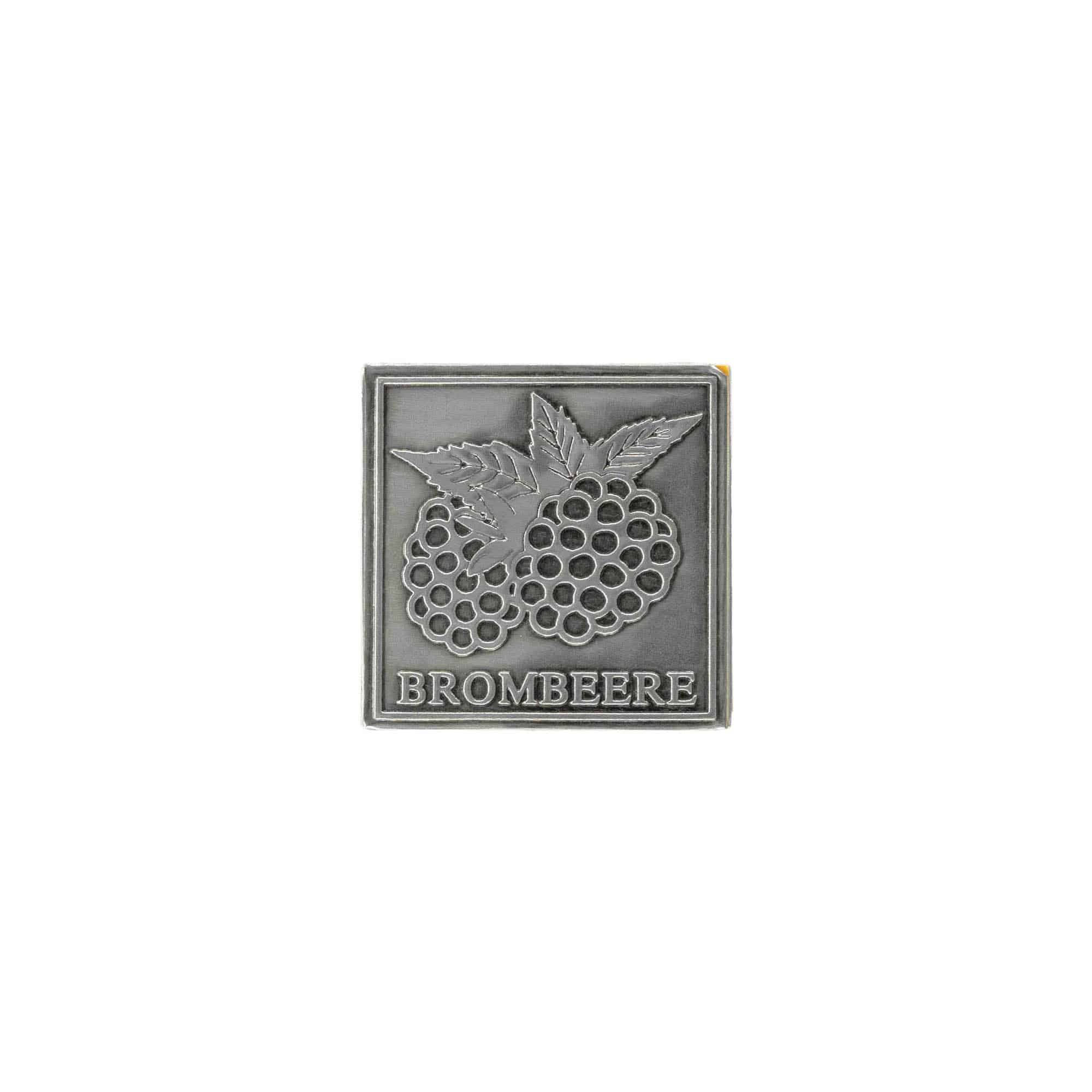 Tennetikett 'Björnbär', kvadratisk, metall, silver