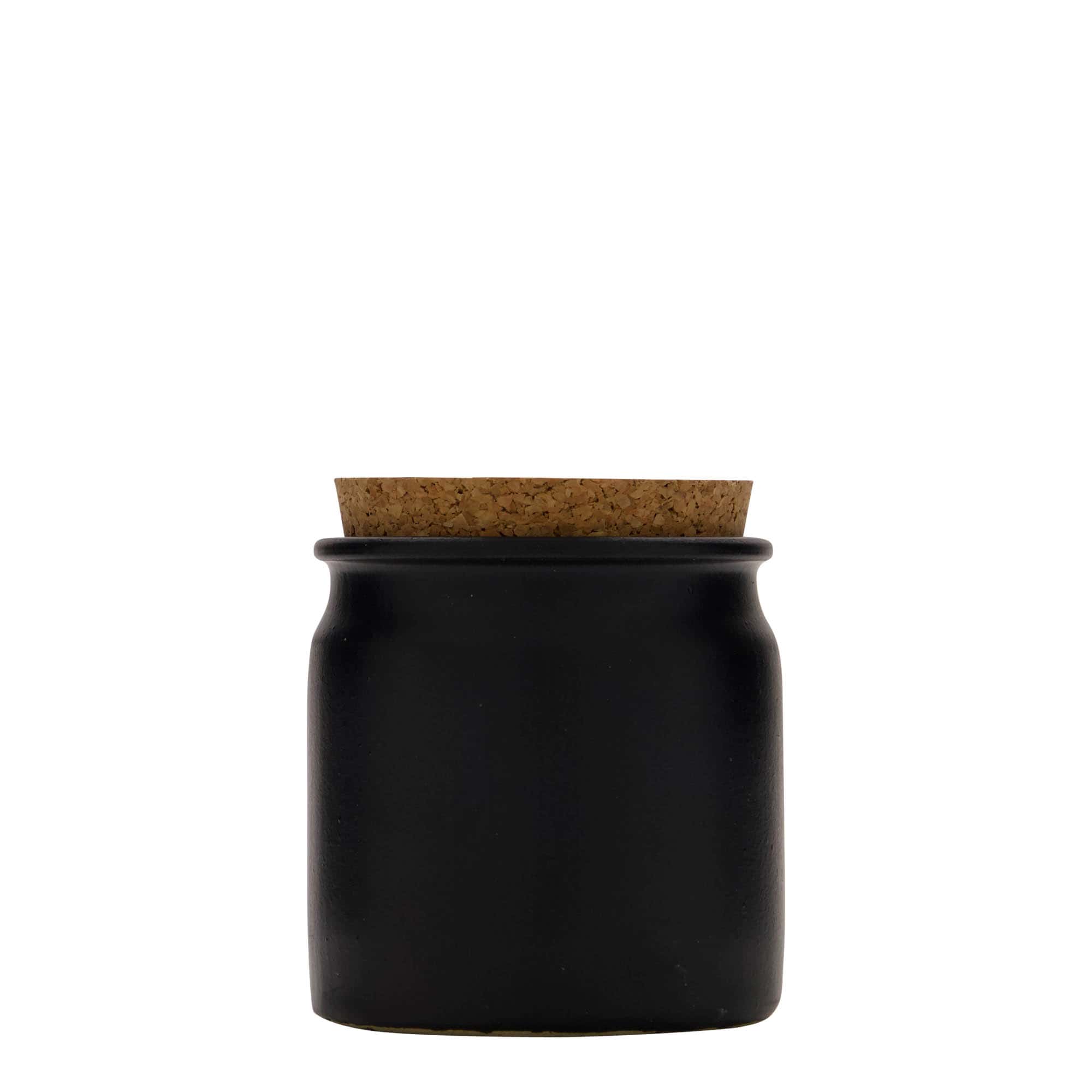 160 ml stengodsburk, keramik, svart, mynning: kork