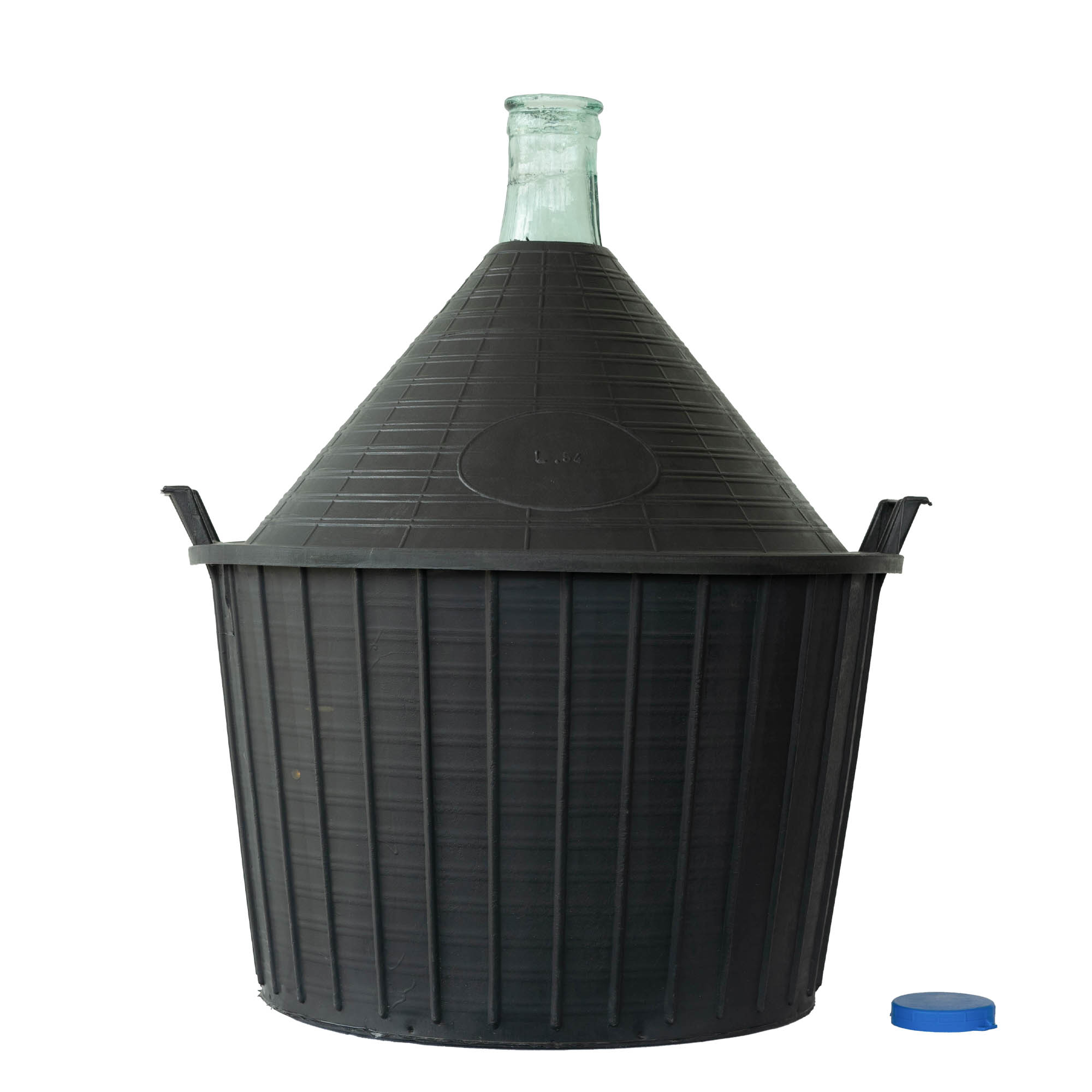 54 l ballongflaska med smal hals, glas, mynning: påklämningslock 54 l ballongflaska med smal hals, glas, mynning: påklämningslock