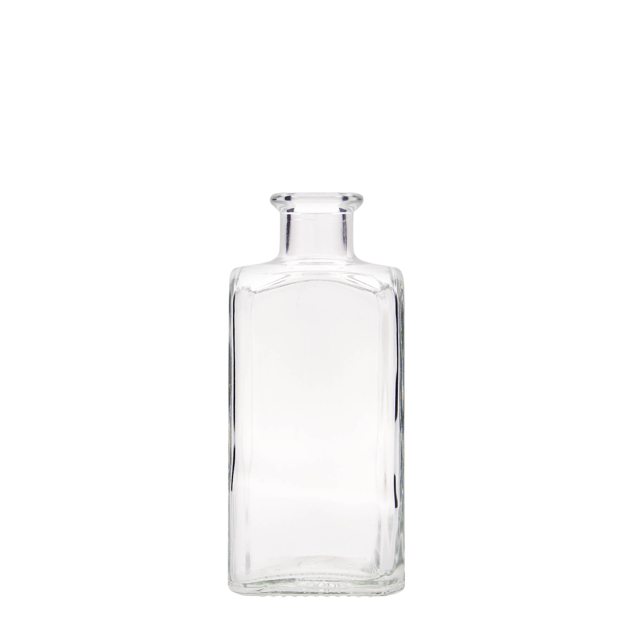 250 ml glasflaska Apotheker Carré, kvadratisk, öppning: kork