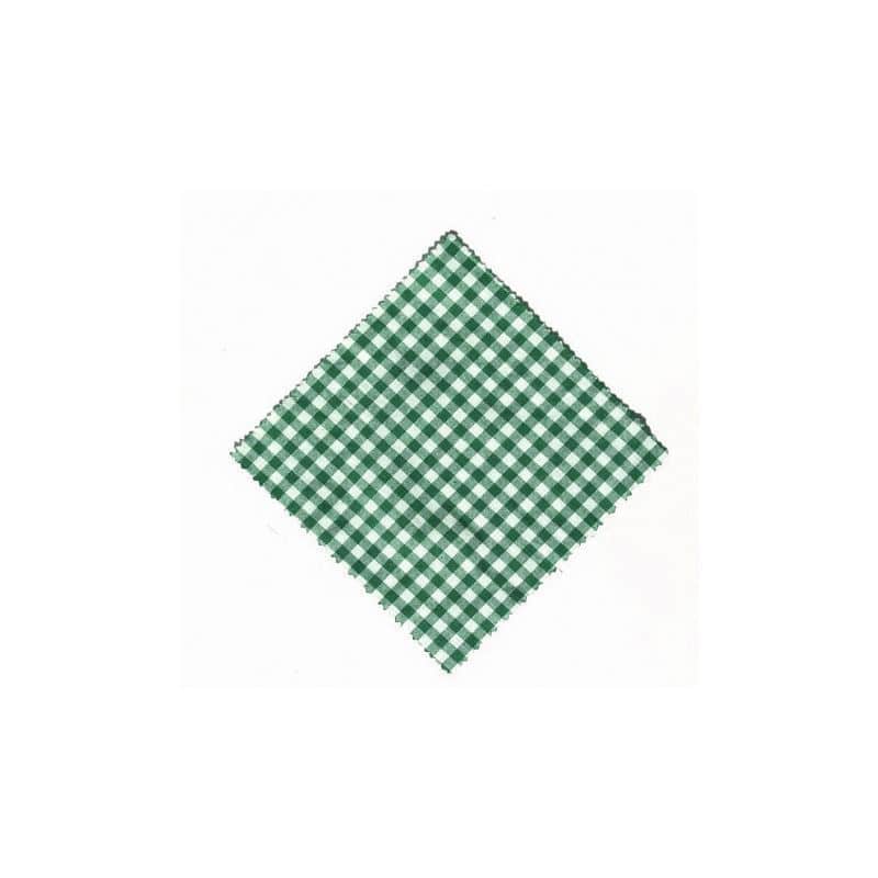 Rutig tygrundel för syltburk 12x12, kvadratisk, textil, mörkgrön, mynning: TO38-TO53