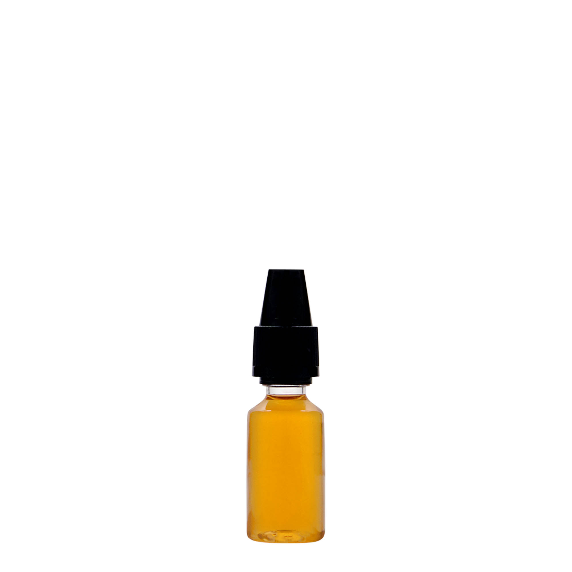 10 ml PET-flaska 'E-Liquid' med kvalitets- och barnsäkerhet, plast, öppning: skruvlock