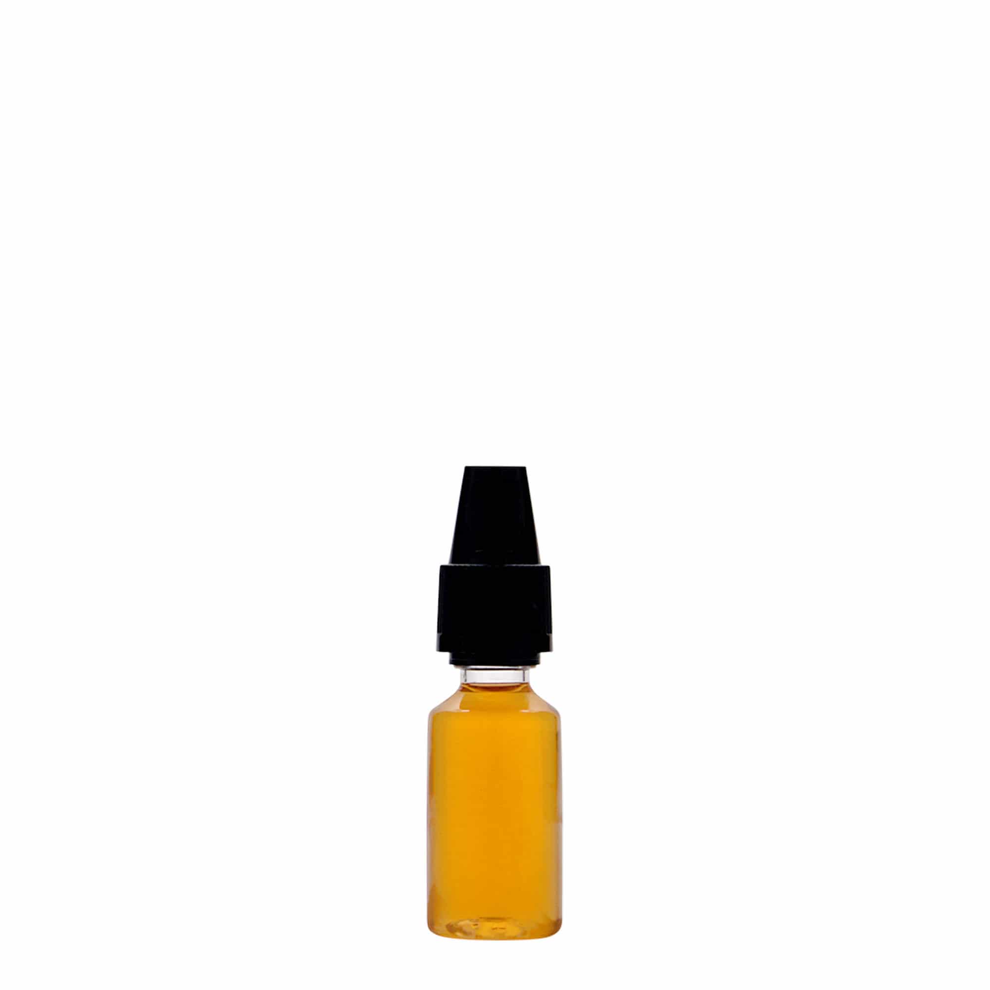 10 ml PET-flaska 'E-Liquid' med kvalitets- och barnsäkerhet, plast, öppning: skruvlock
