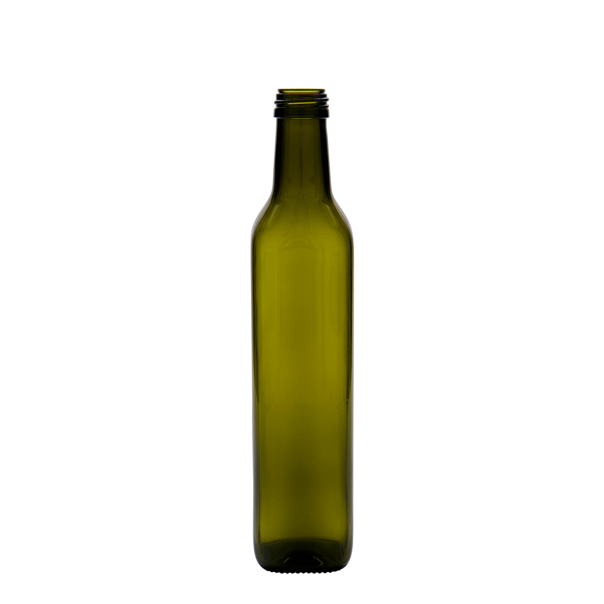 500 ml glasflaska 'Marasca', kvadratisk, antikgrön, mynning: PP 31,5 500 ml glasflaska 'Marasca', kvadratisk, antikgrön, mynning: PP 31,5