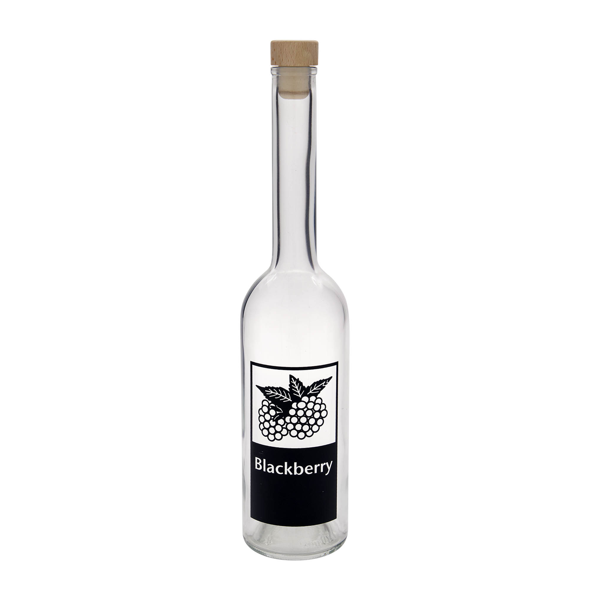 500 ml glasflaska 'Opera', motiv: björnbär, mynning: kork