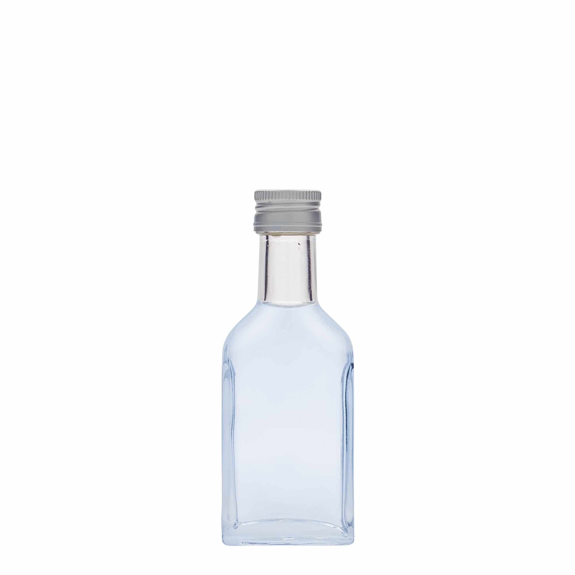 40 ml fickplunta lång hals, rektangulär, glas, mynning: PP 22