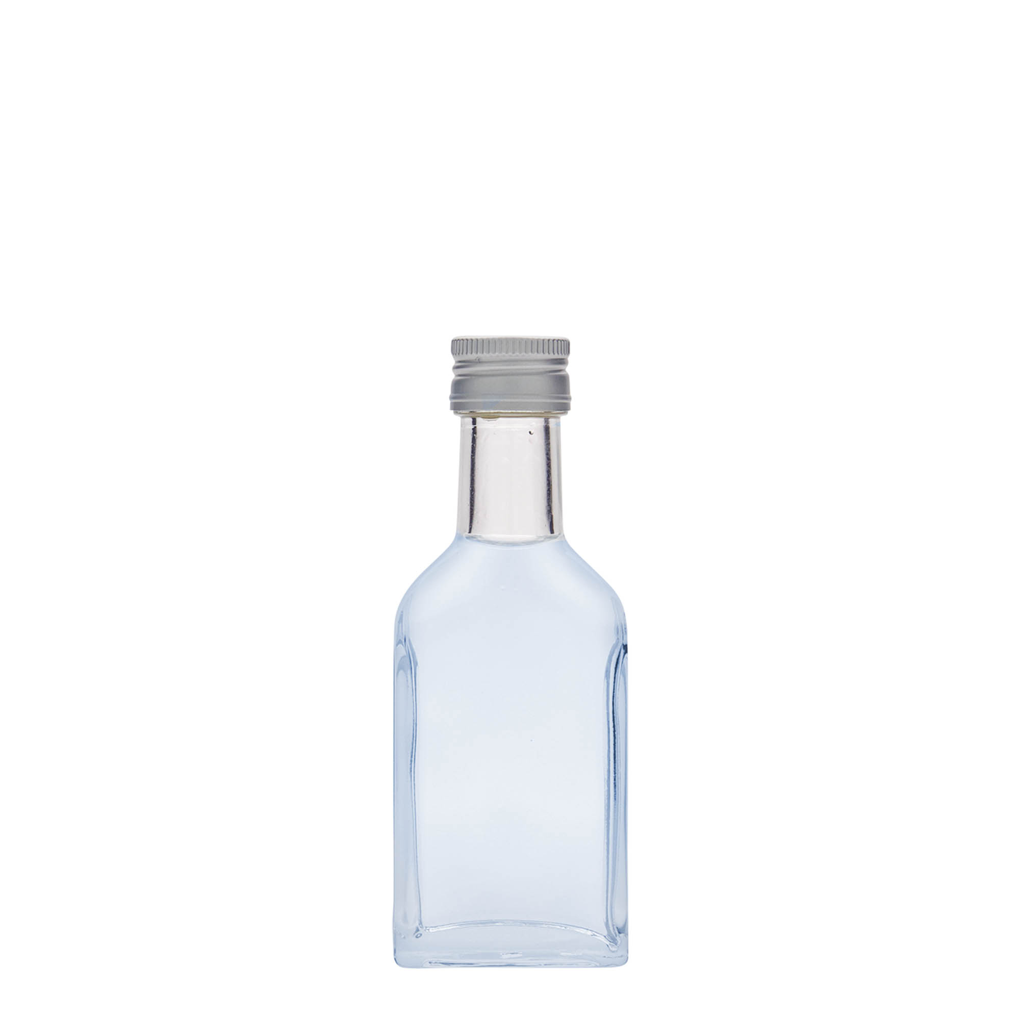 40 ml fickflaska lång hals, rektangulär, glas, öppning: PP 22