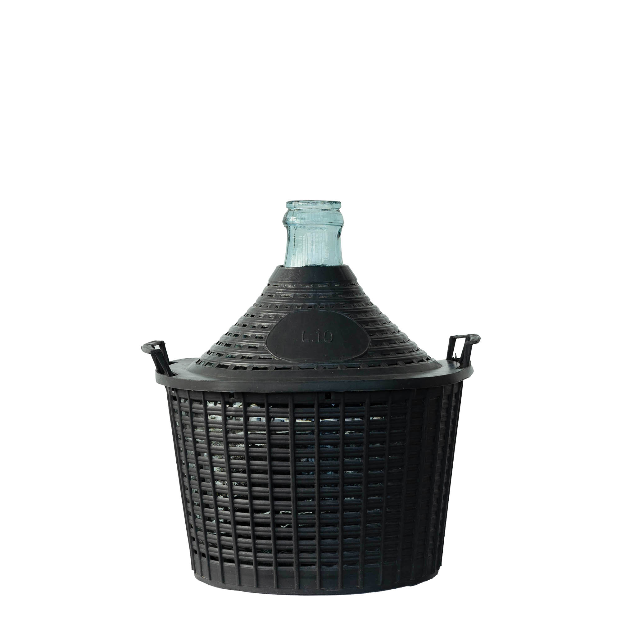 10 l ballongflaska smal hals, glas, mynning: påklämningslock