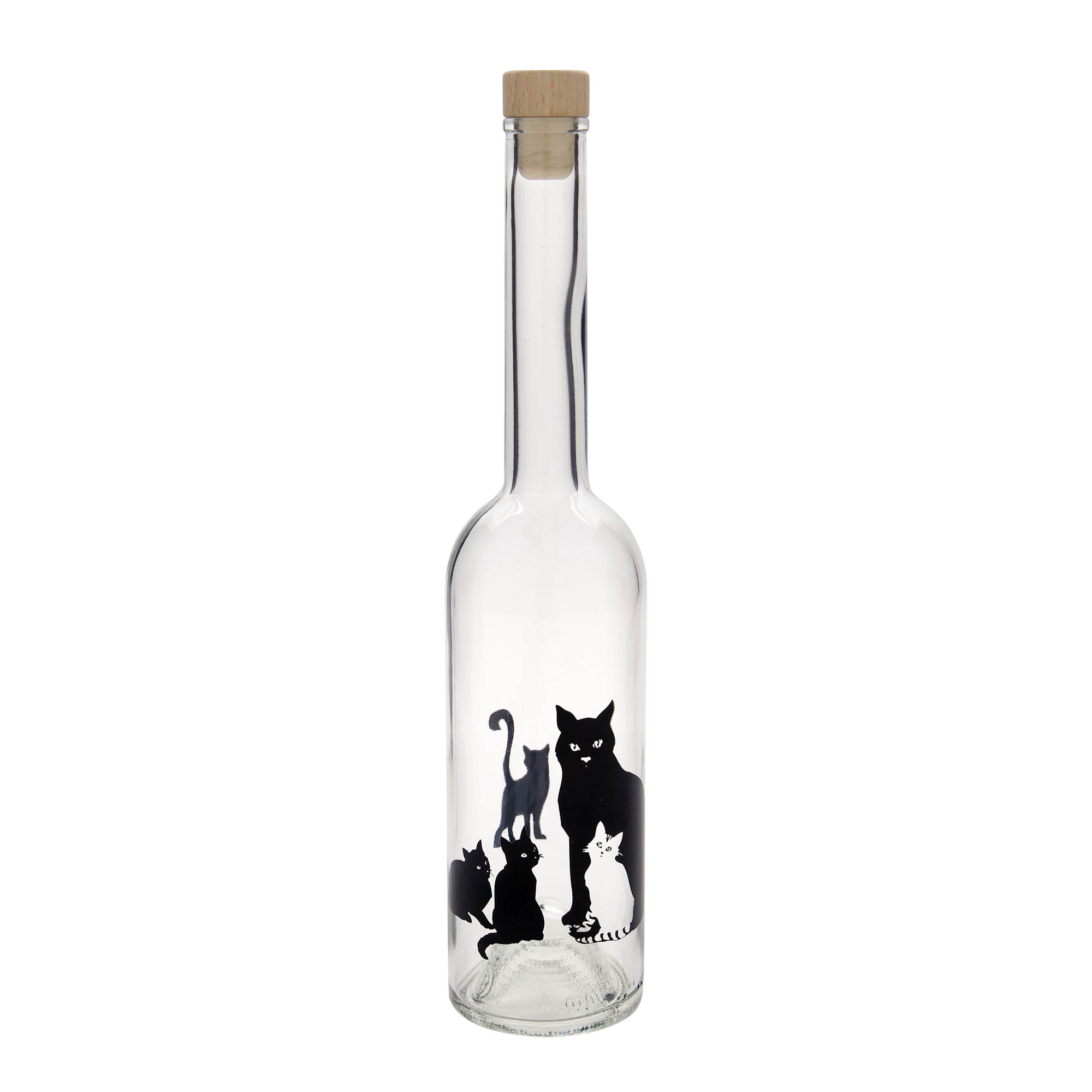 500 ml glasflaska 'Opera', motiv: katter, öppning: kork