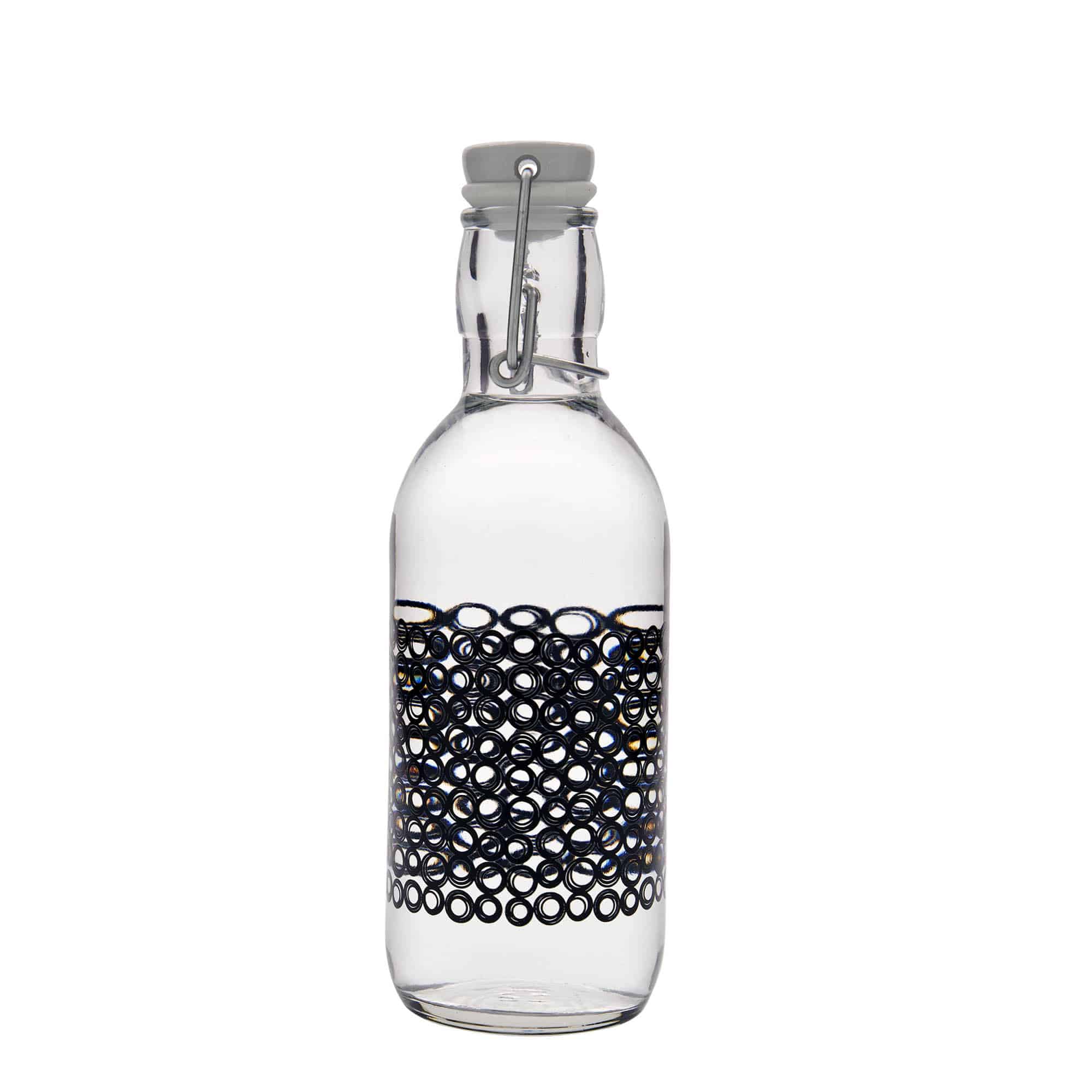 500 ml glasflaska 'Emilia', motiv: Circola nero, öppning: bygelstängning