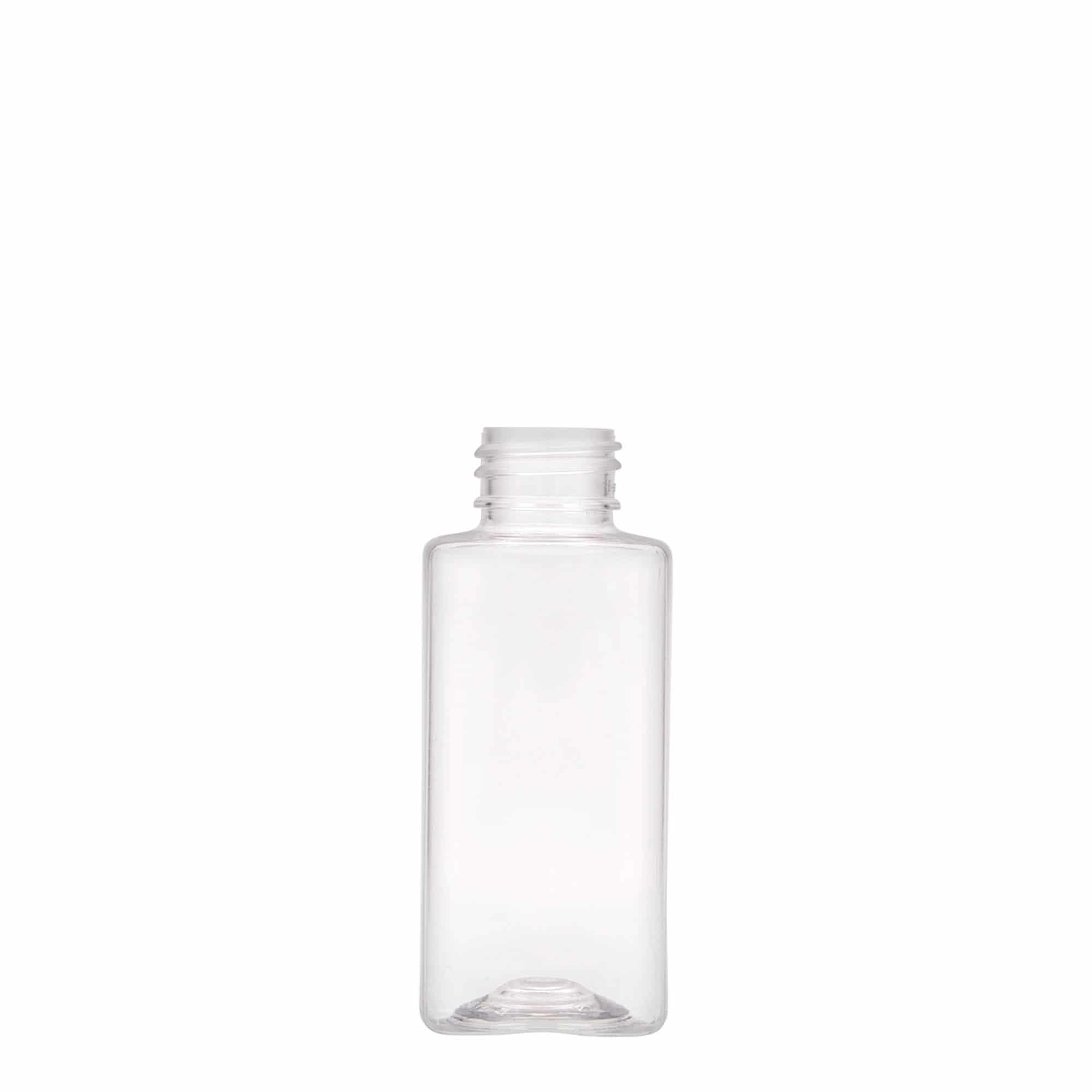100 ml PET-flaska 'Karl', kvadratisk, plast, mynning: GPI 24/410