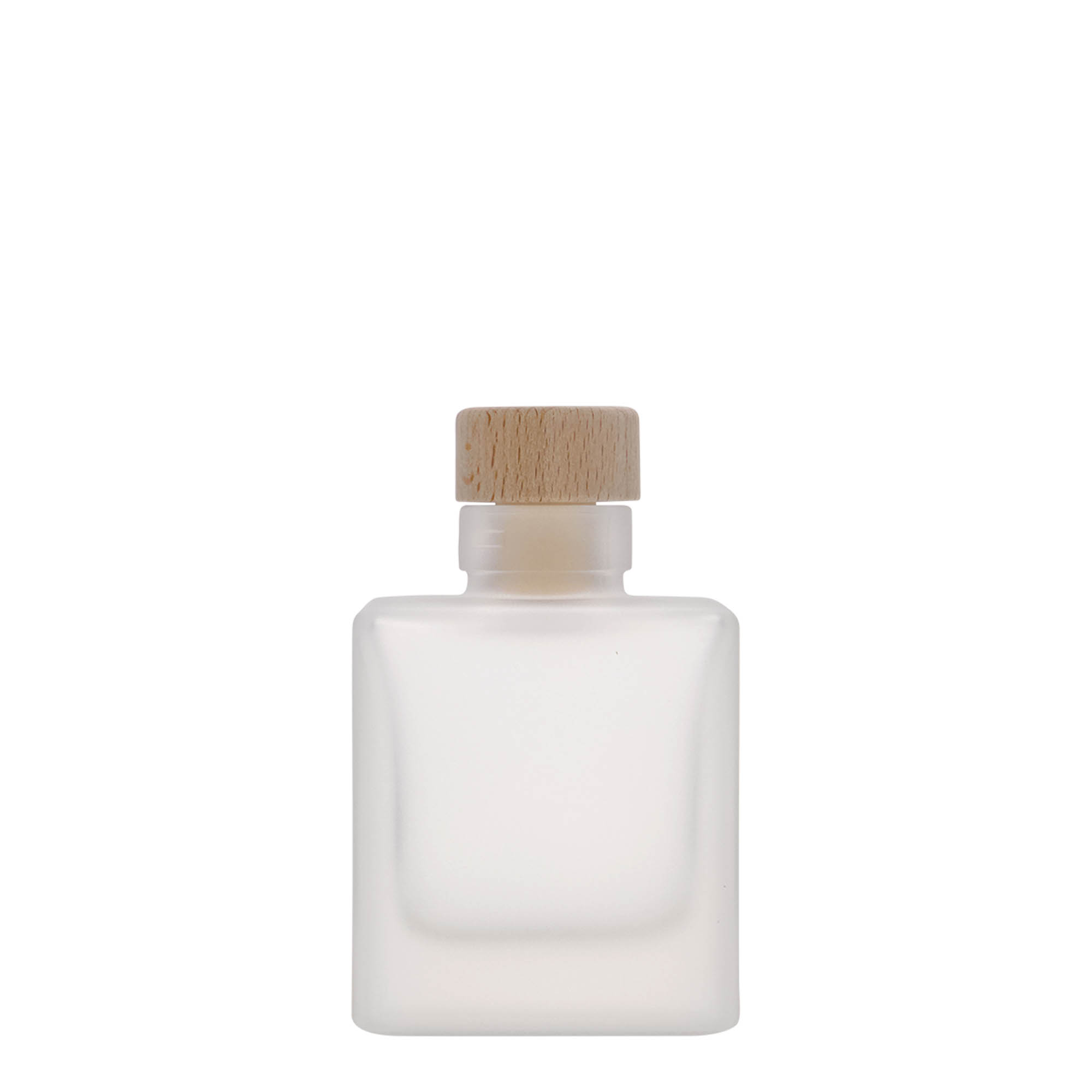 100 ml glasflaska 'Cube', kvadratisk, frostad, öppning: kork