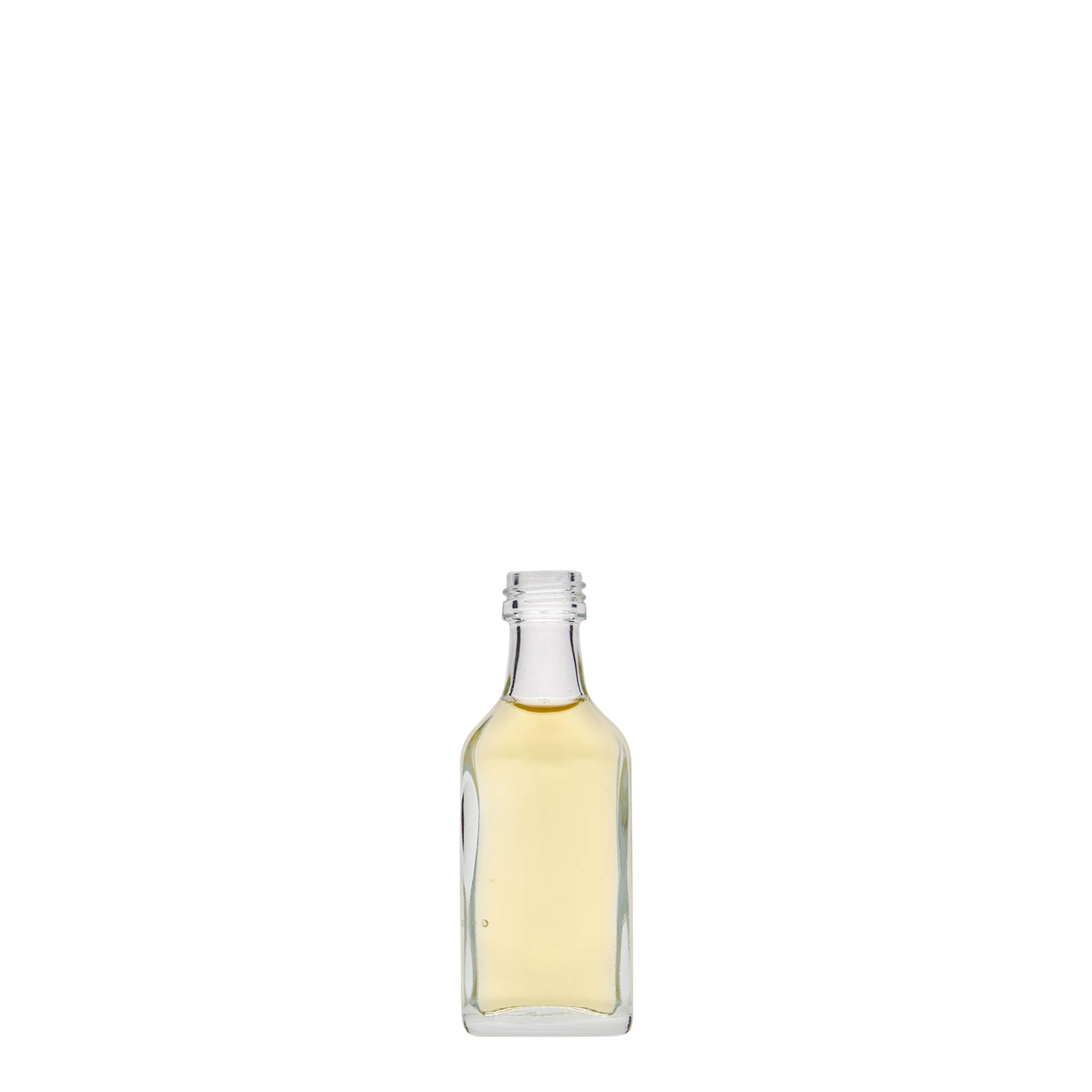 20 ml fickflaska, rektangulär, glas, öppning: PP 18