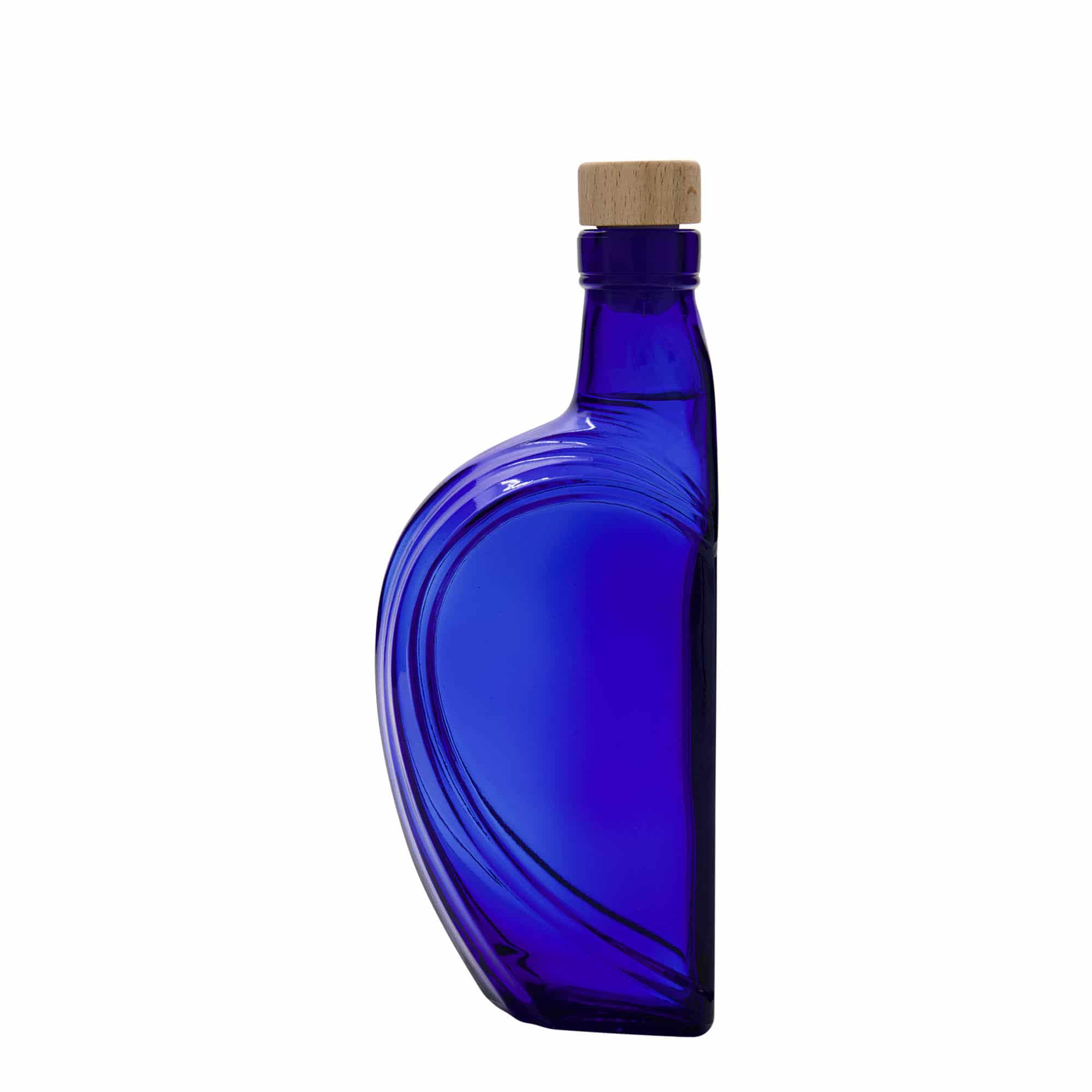375 ml glasflaska 'Sweethearts', rektangulär, kungsblå, mynning: kork