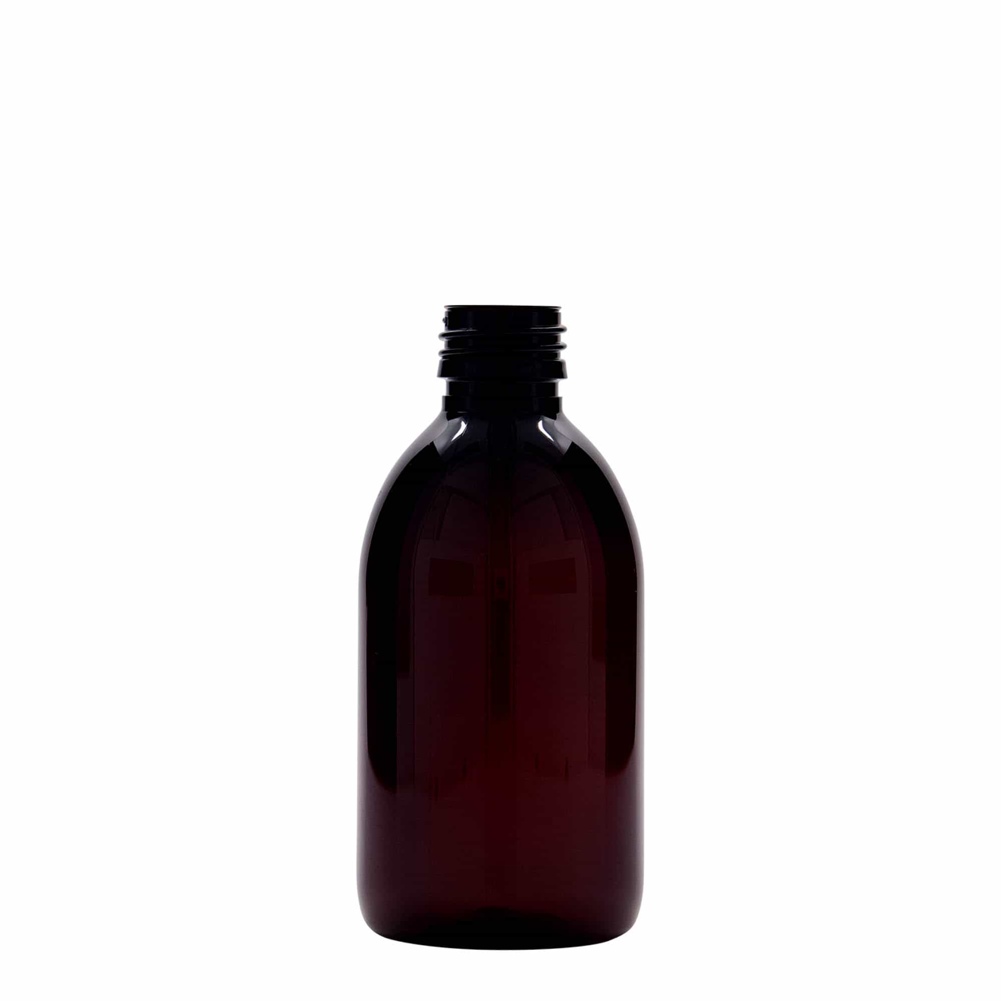 250 ml PET-medicinflaska, brun, plast, mynning: PP 28 250 ml PET-medicinflaska, brun, plast, mynning: PP 28