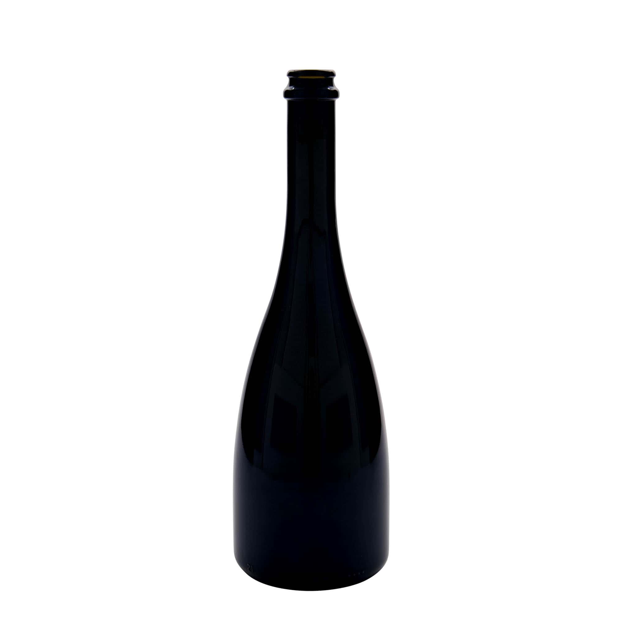 750 ml öl-/champagneflaska 'Tosca', glas, antikgrön, öppning: kapsyl