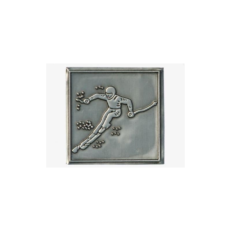 Tennetikett 'Nedfart', kvadratisk, metall, silver Tennetikett 'Nedfart', kvadratisk, metall, silver