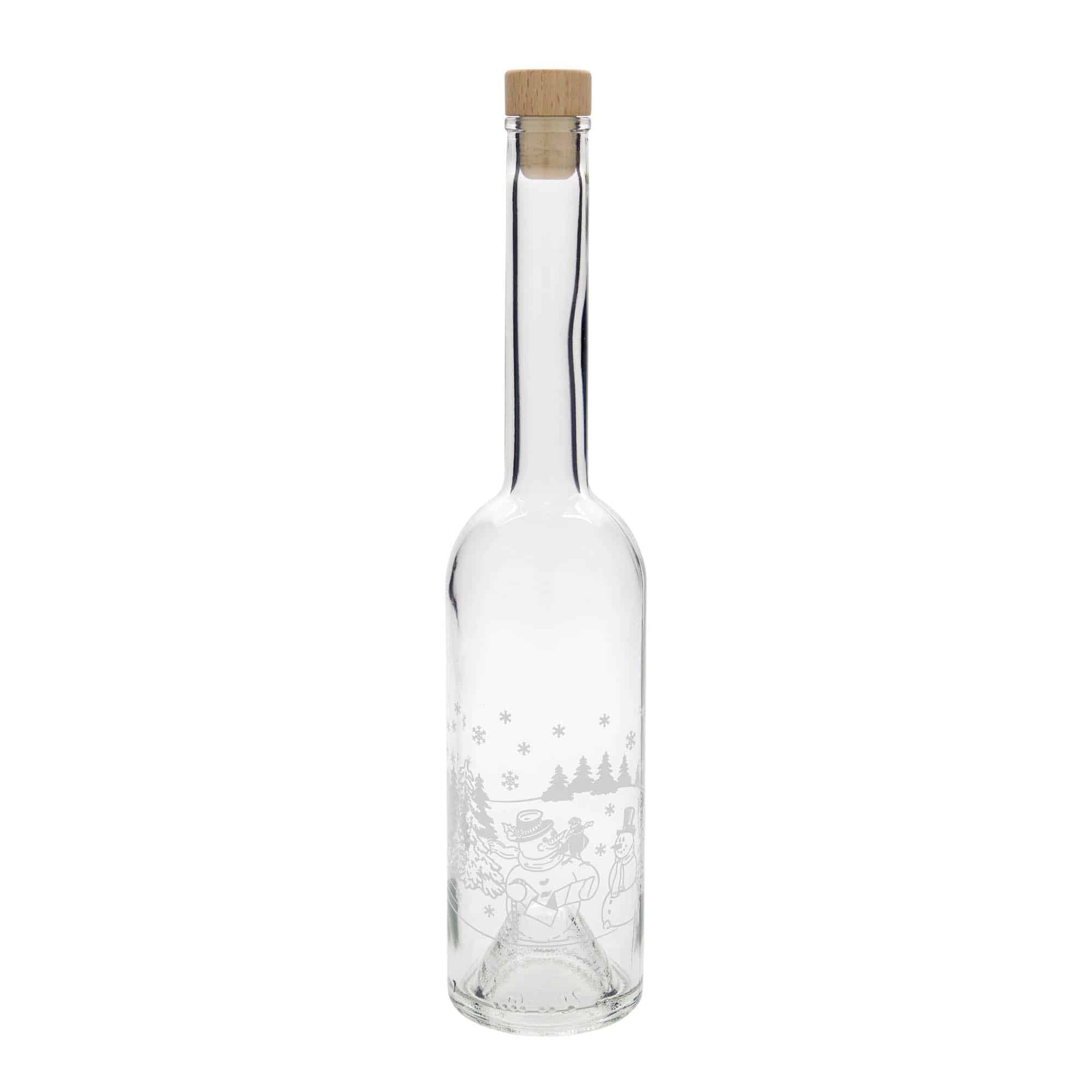 500 ml glasflaska 'Opera', motiv: Snögubbeflaska, mynning: kork