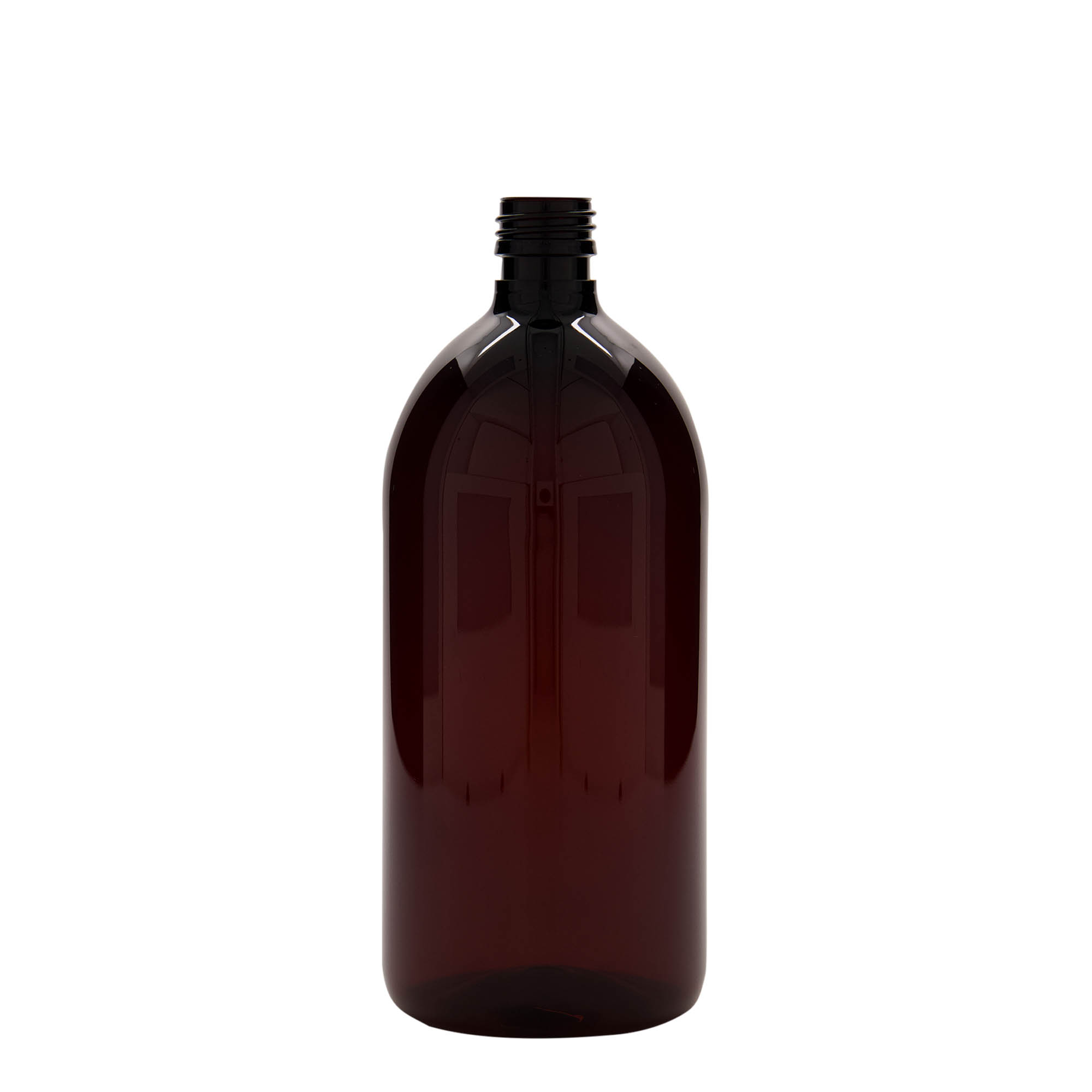 1 000 ml PET-medicinflaska, brun, plast, mynning: PP 28