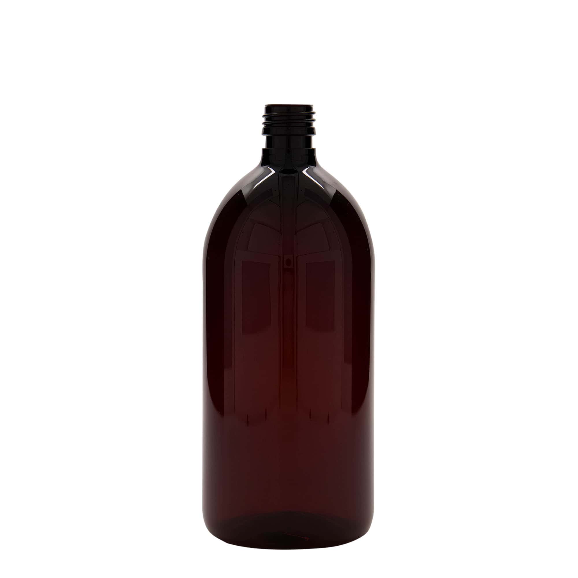 1 000 ml PET-medicinflaska, brun, plast, mynning: PP 28