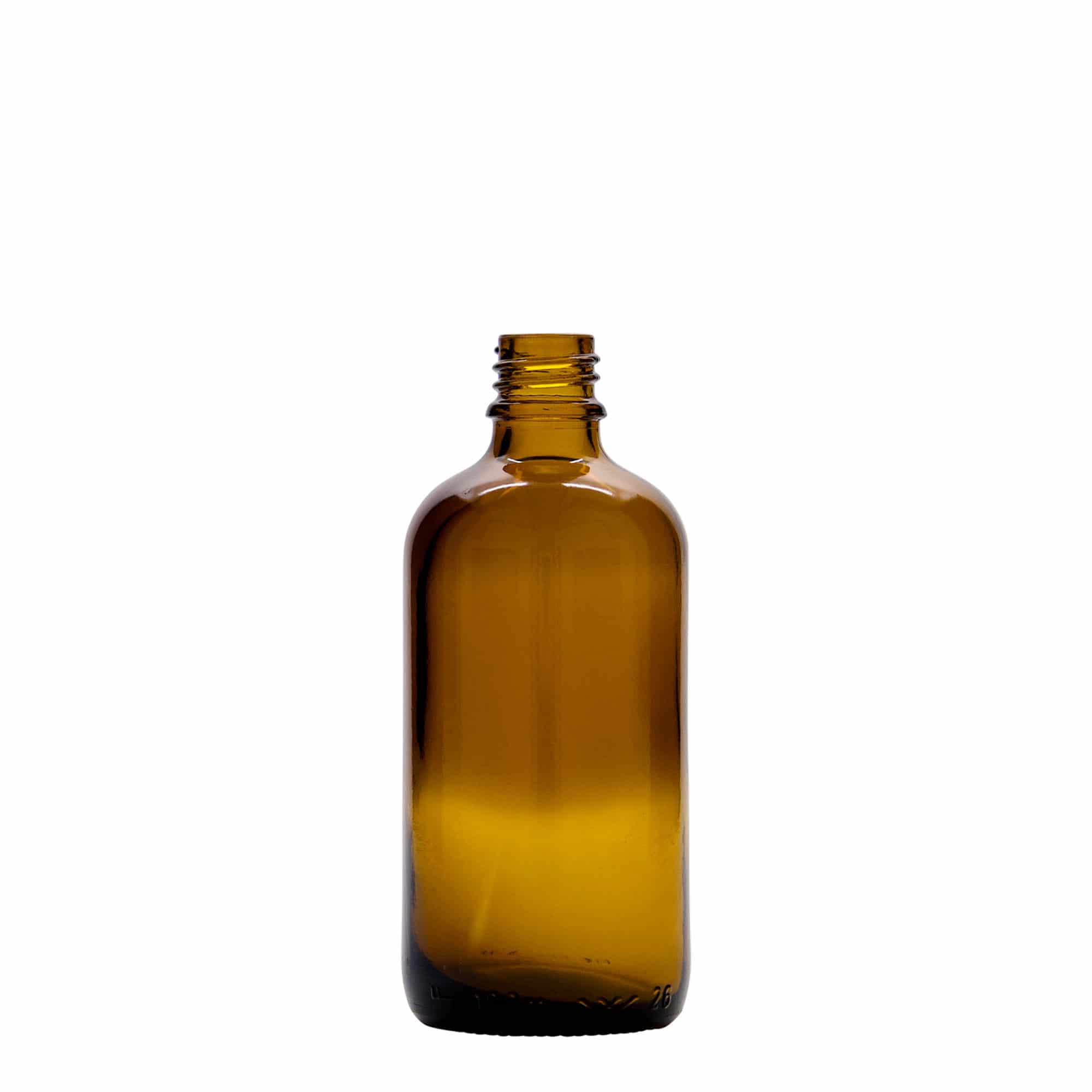 100 ml flaska med pipett, medicin, glas, brun-röd, mynning: DIN 18