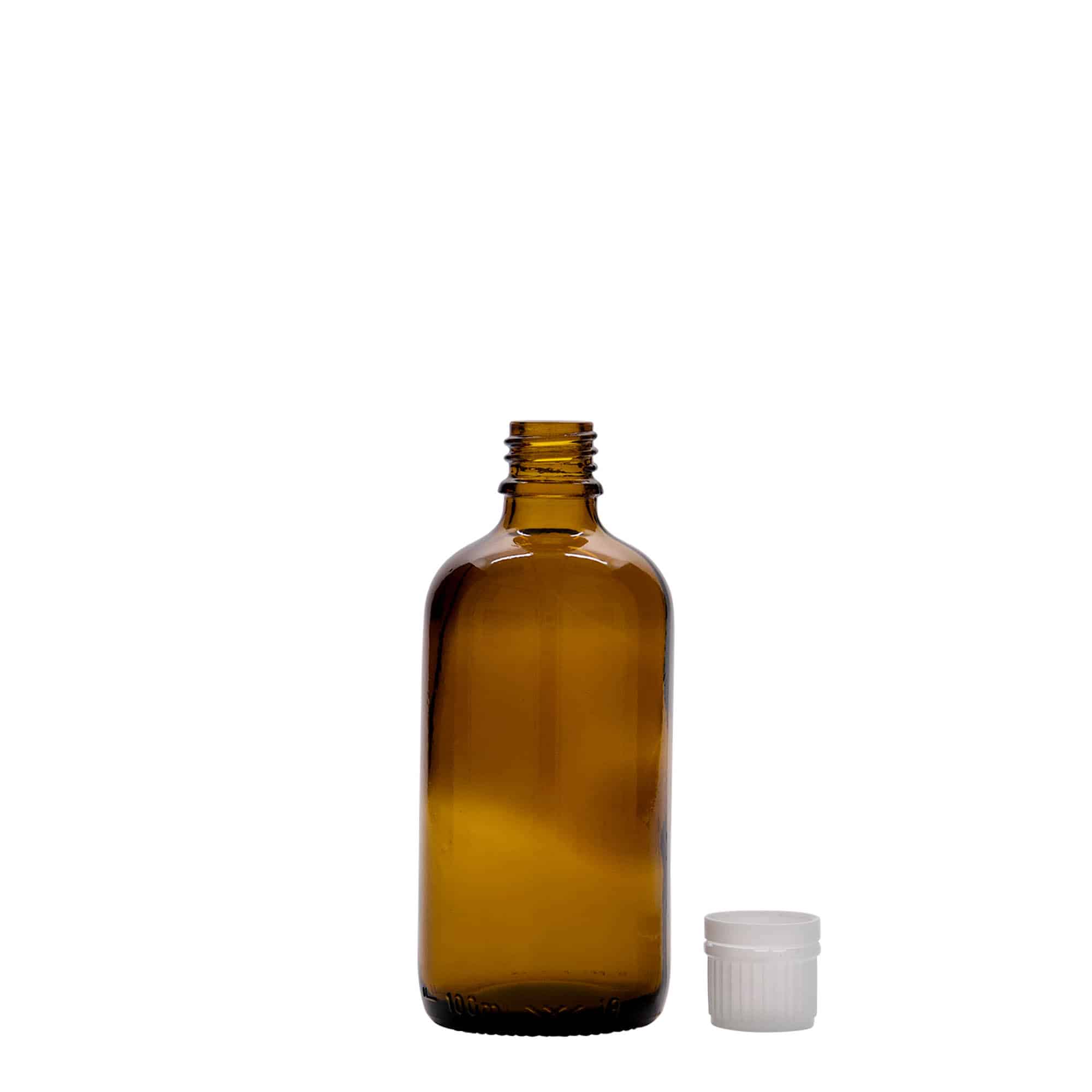 100 ml medicinflaska, glas, brun, mynning: DIN 18
