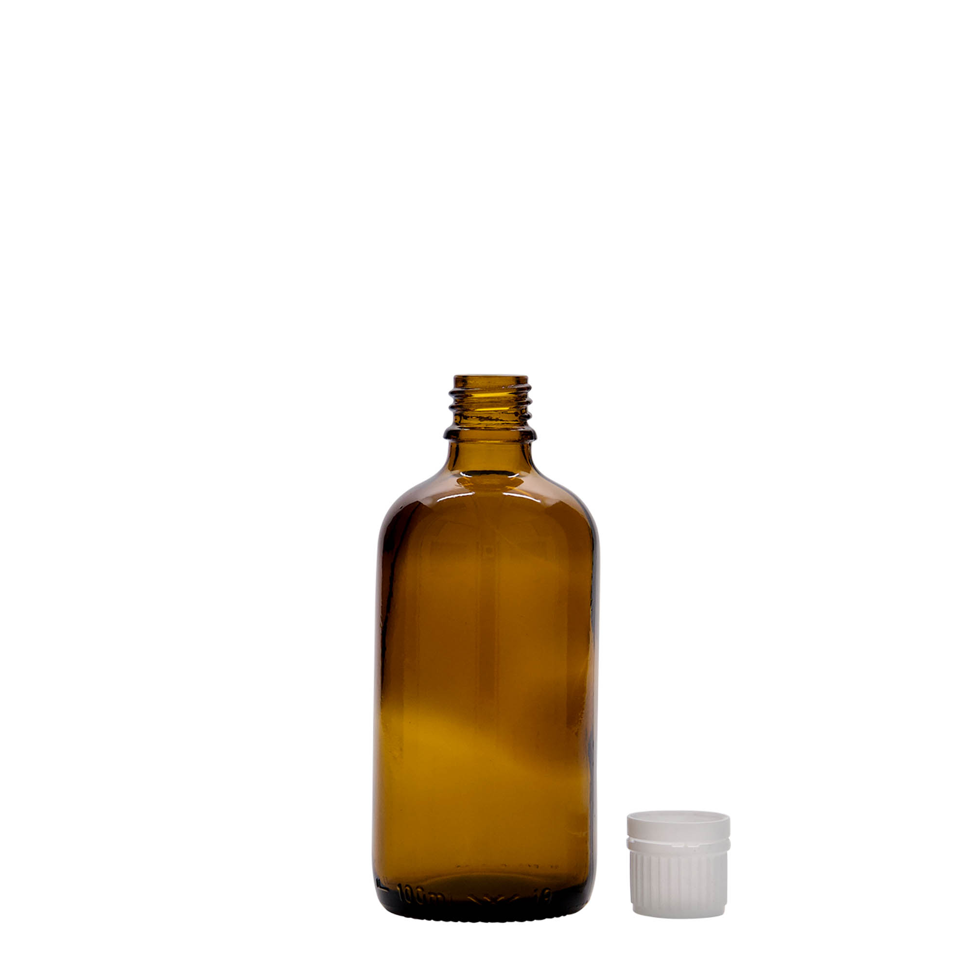 100 ml medicinflaska, glas, brun, mynning: DIN 18