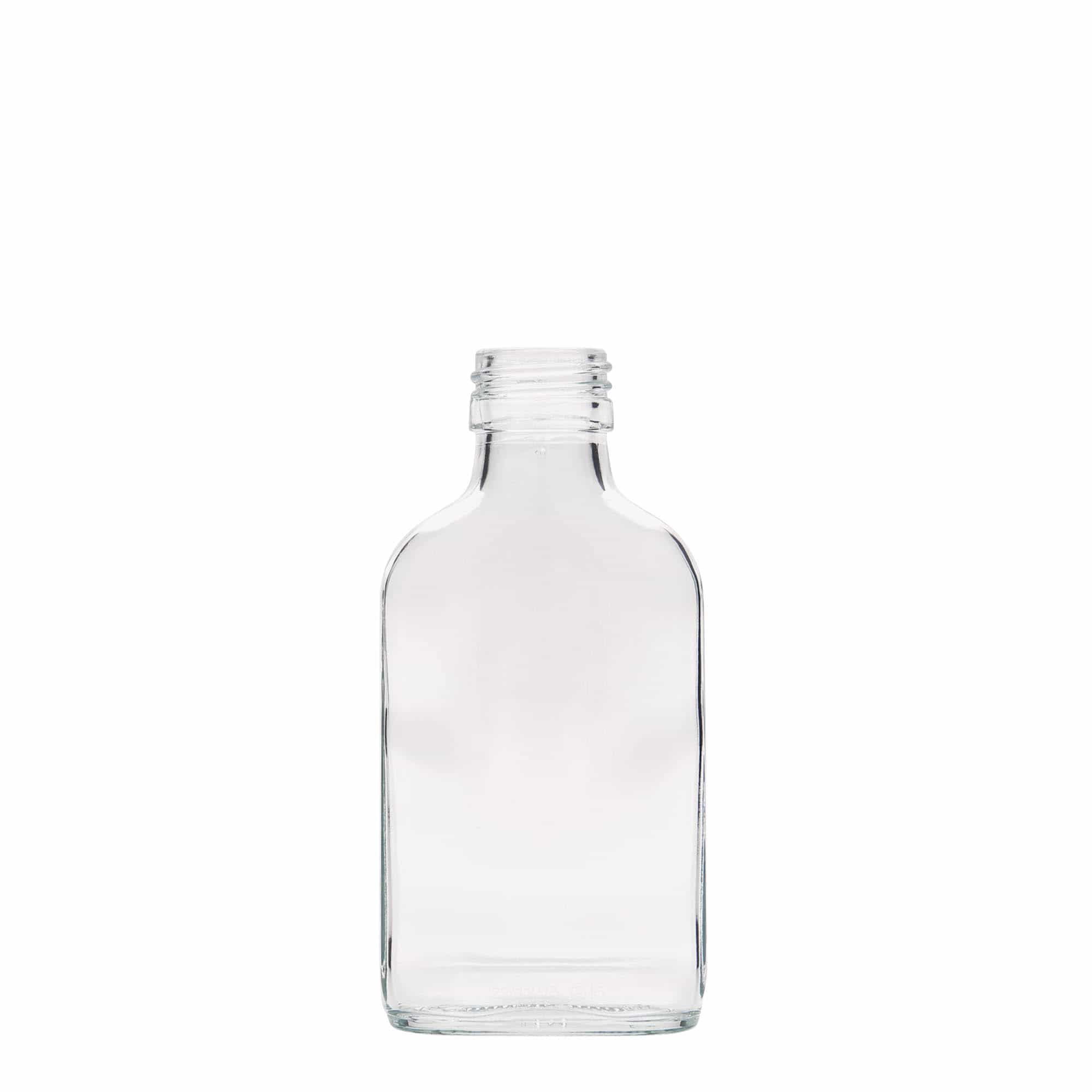 100 ml fickplunta, rektangulär, glas, mynning: PP 28 100 ml fickplunta, rektangulär, glas, mynning: PP 28