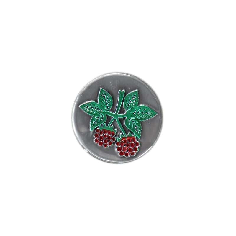 Tennetikett 'Hallon', rund, metall, silver Tennetikett 'Hallon', rund, metall, silver