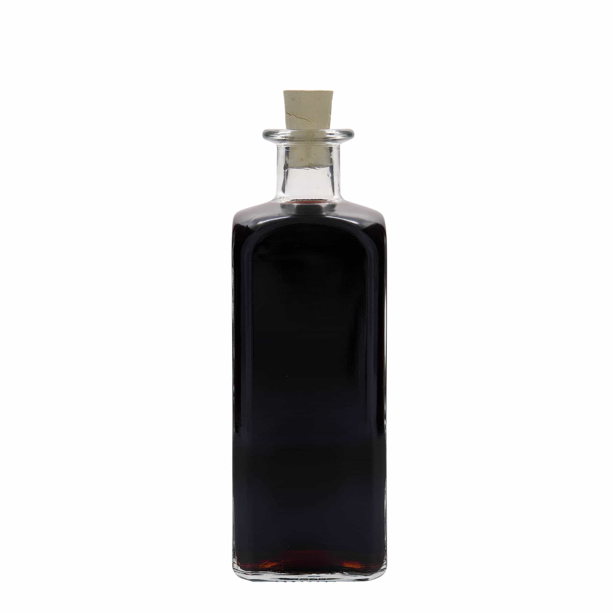 500 ml apoteksglasflaska Carré, kvadratisk, mynning: kork