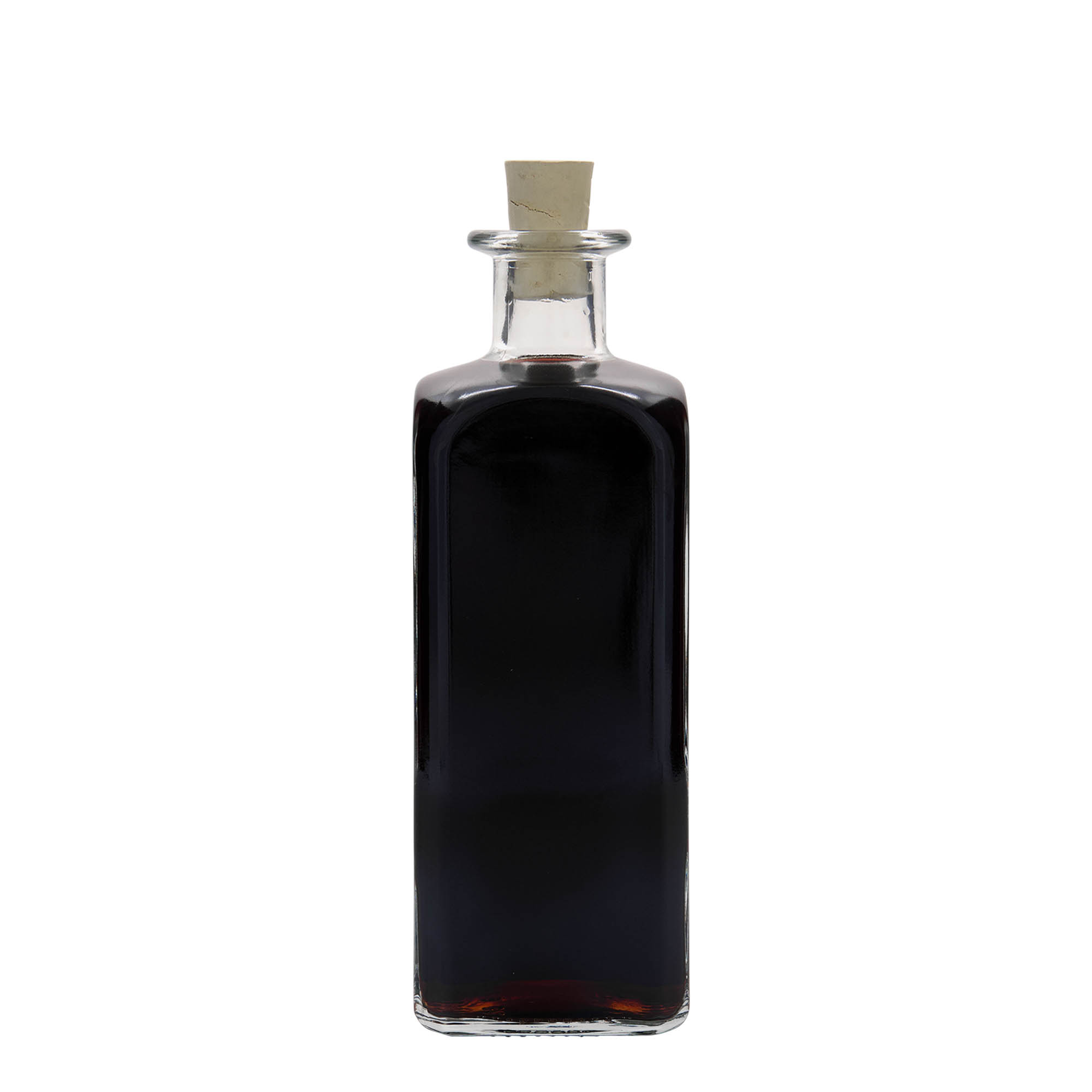 500 ml glasflaska Apotheker Carré, kvadratisk, öppning: kork