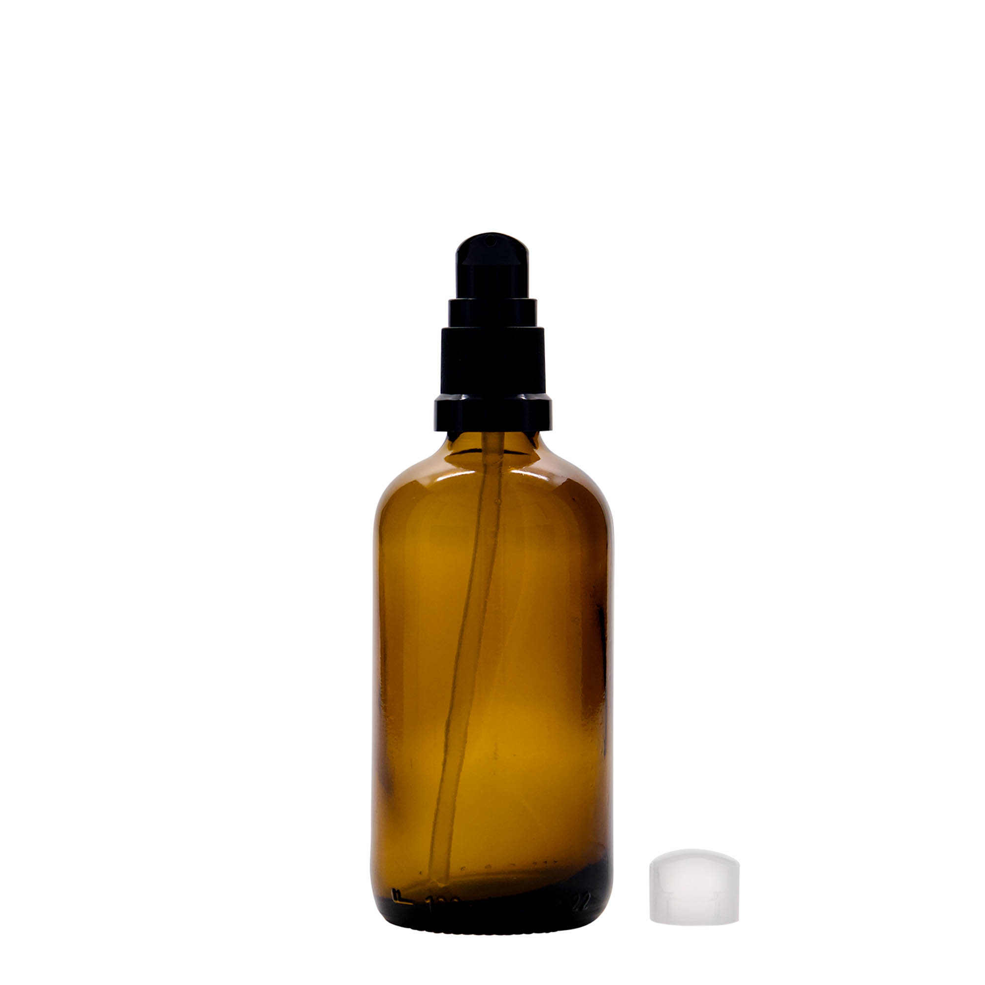 100 ml medicinflaska med lotionpump, glas, brun, mynning: DIN 18 100 ml medicinflaska med lotionpump, glas, brun, mynning: DIN 18