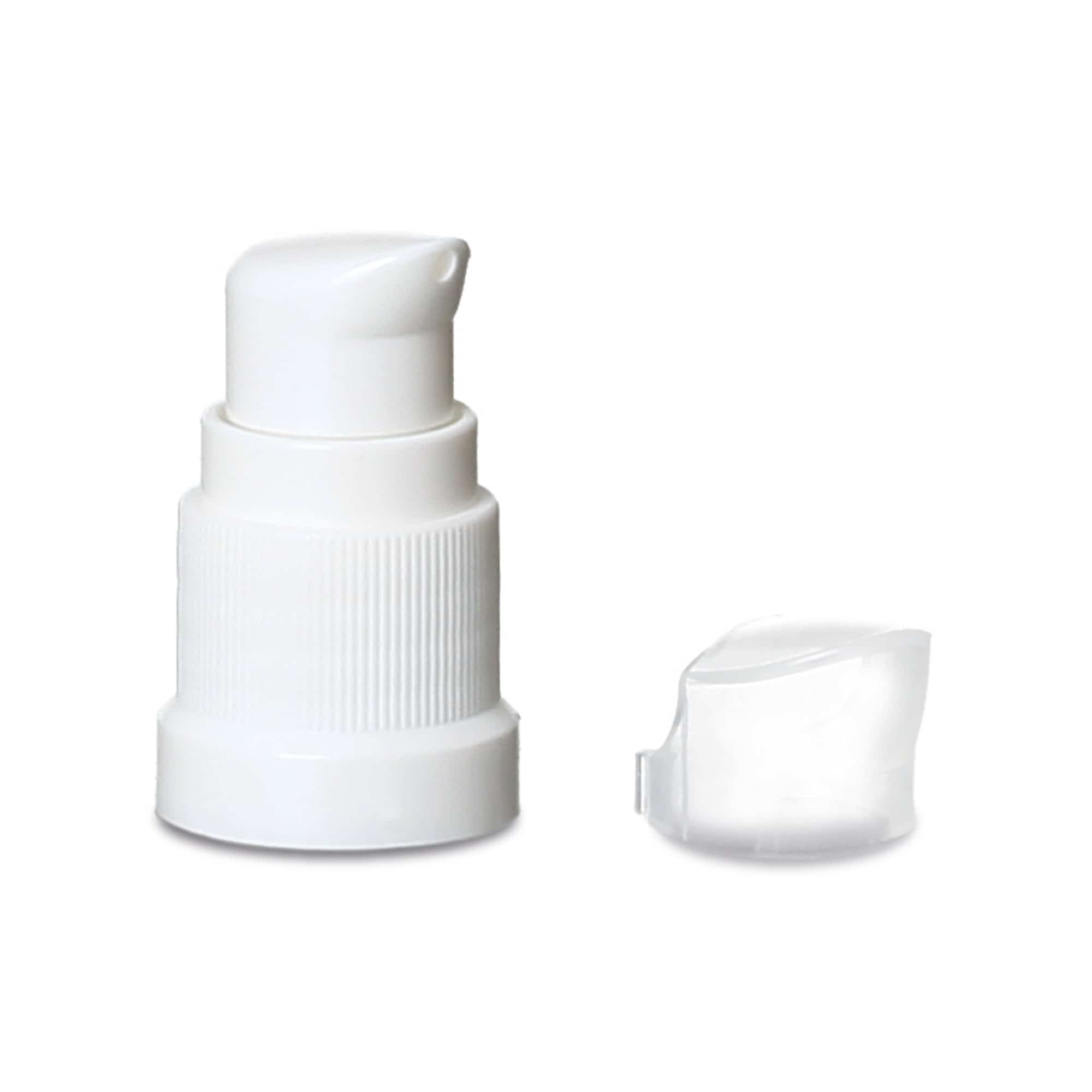 Skruvlock med lotionpump, PP-plast, vit, för mynning: DIN 18 Skruvlock med lotionpump, PP-plast, vit, för mynning: DIN 18