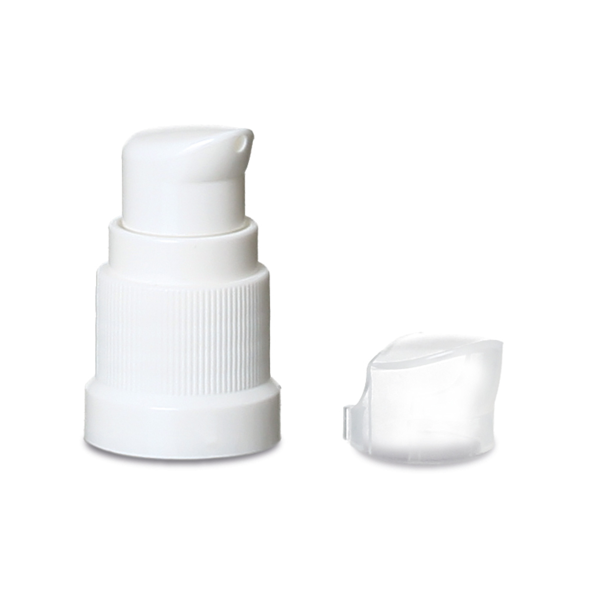 Skruvlock med lotionpump, PP-plast, vit, för mynning: DIN 18 Skruvlock med lotionpump, PP-plast, vit, för mynning: DIN 18