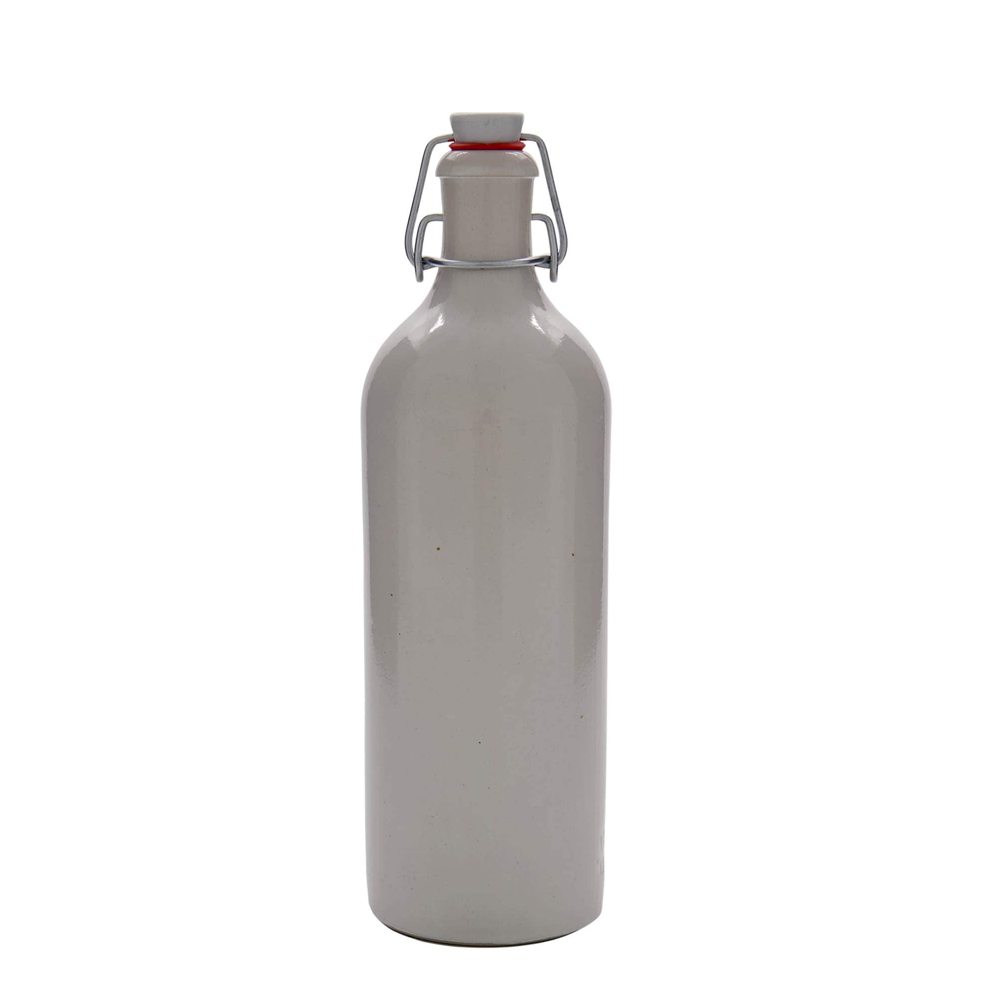 750 ml lerkrus, stengods, vitt, öppning: bygelstängning
