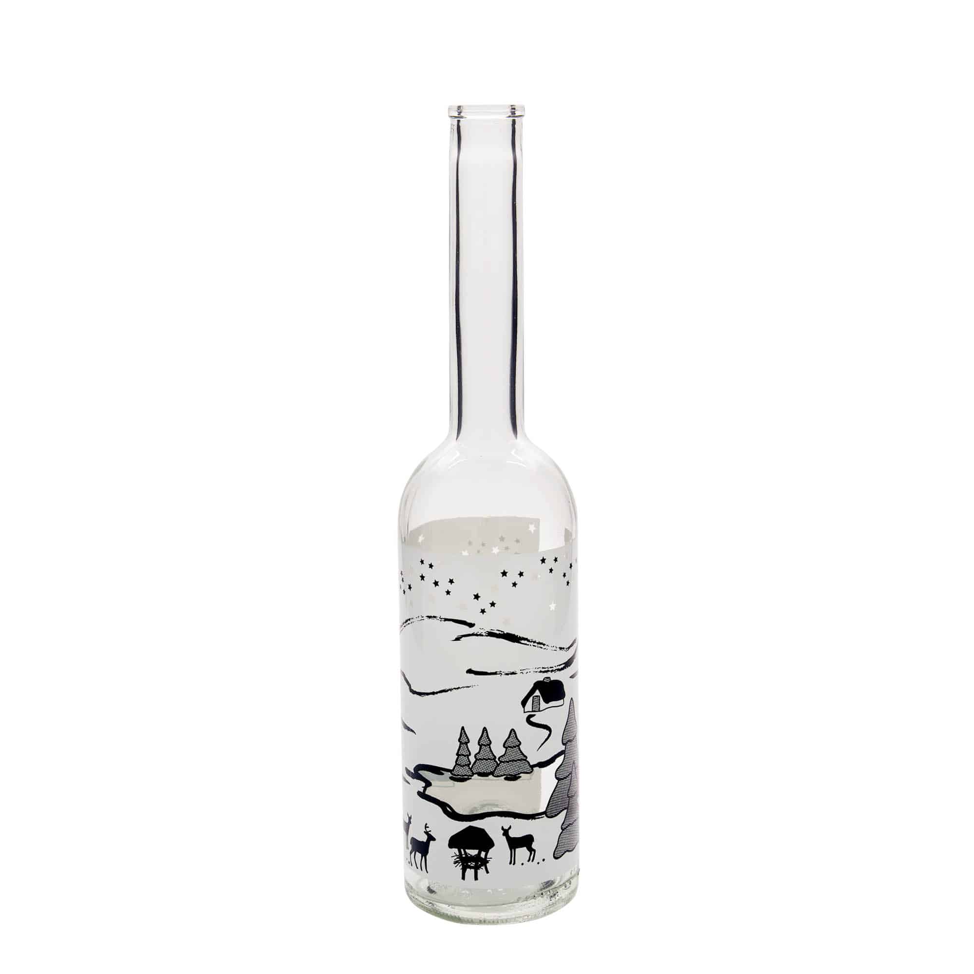 500 ml glasflaska 'Opera', motiv: Vinterdröm-Bianco, mynning: kork