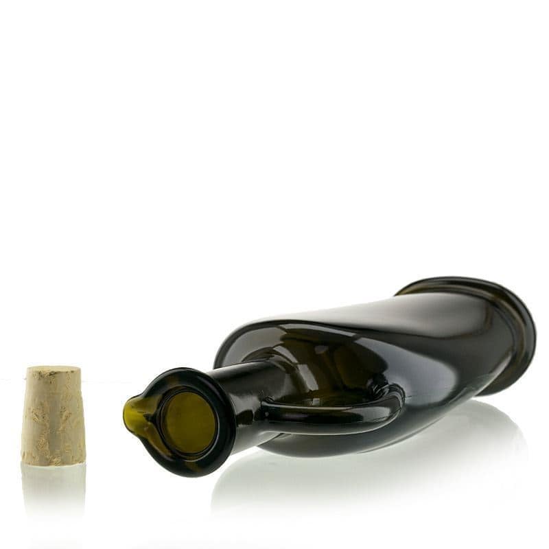 500 ml glasflaska 'Eleganta', oval, antikgrön, mynning: kork