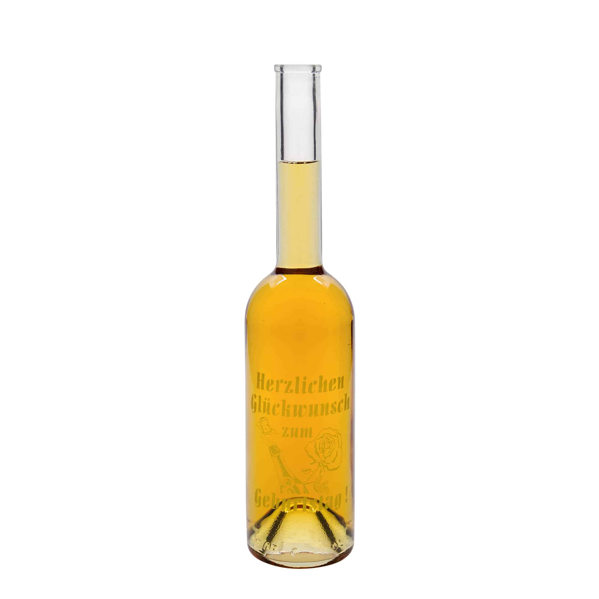 500 ml glasflaska 'Opera', motiv: födelsedagsflaska, mynning: kork