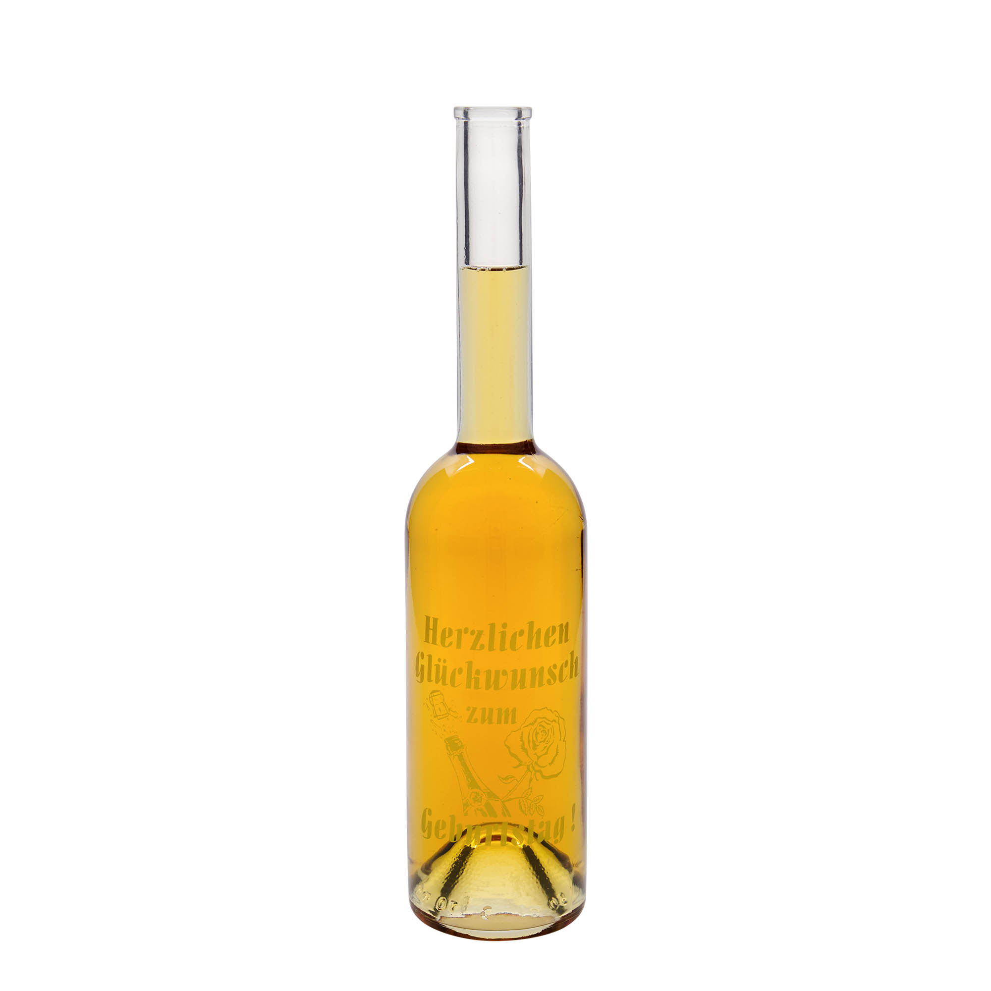 500 ml glasflaska 'Opera', motiv: födelsedagsflaska, mynning: kork
