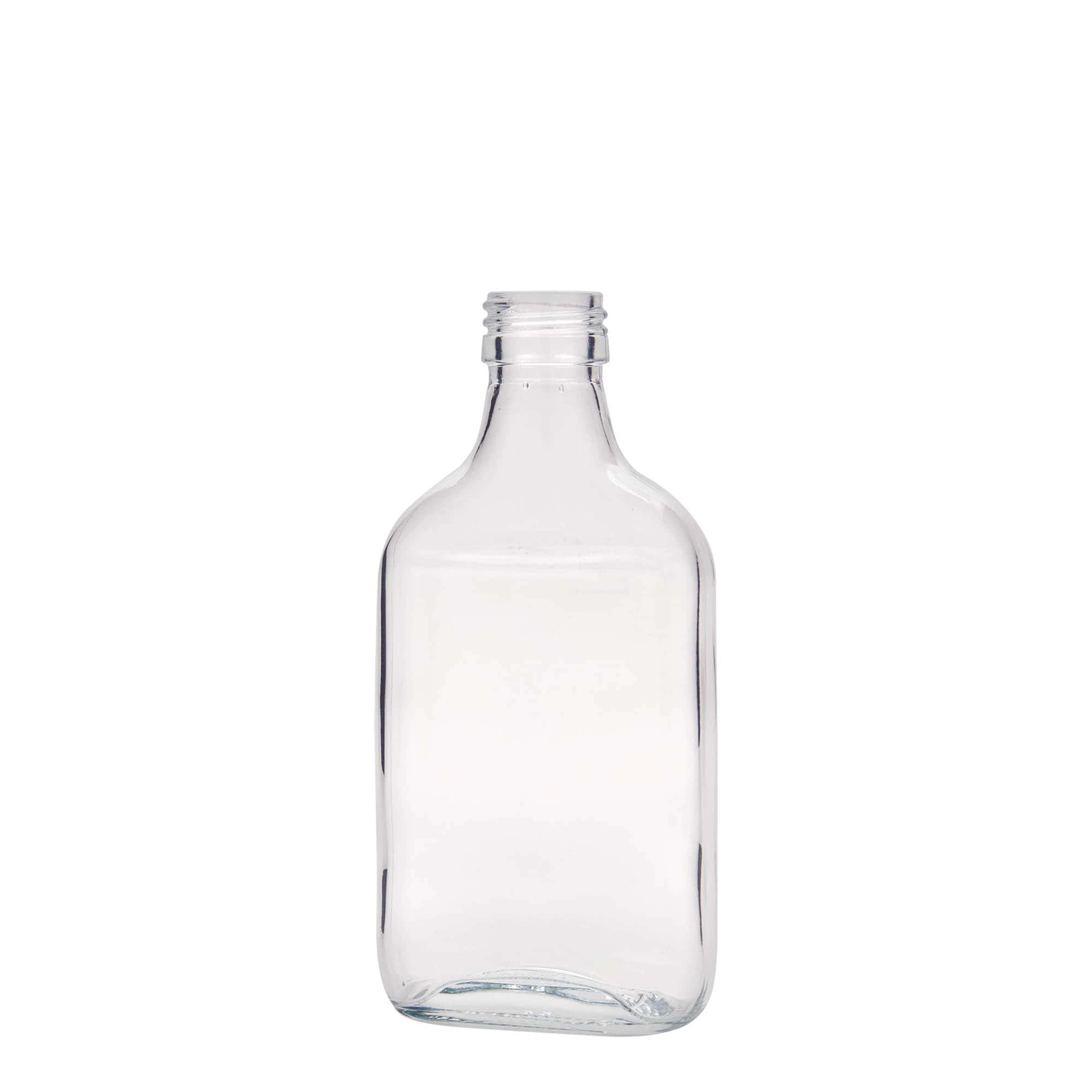 200 ml fickflaska, rektangulär, glas, öppning: PP 28
