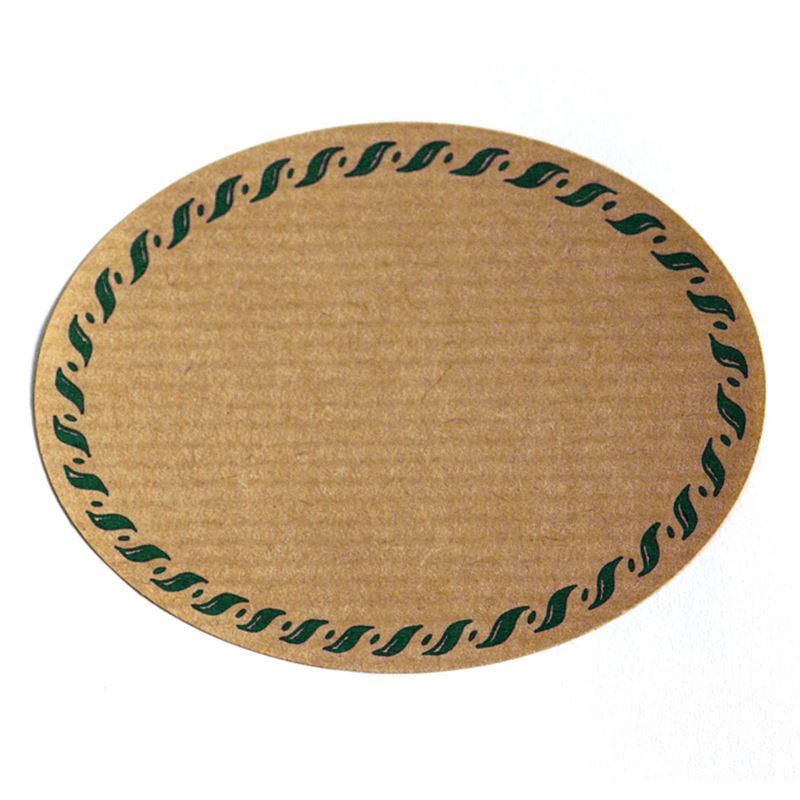 Stort naturmärke 'Snörkant', oval, papper, grön-brun
