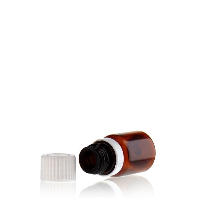 10 ml PET-medicinflaska 'Easy Living', brun, plast, öppning: DIN 18