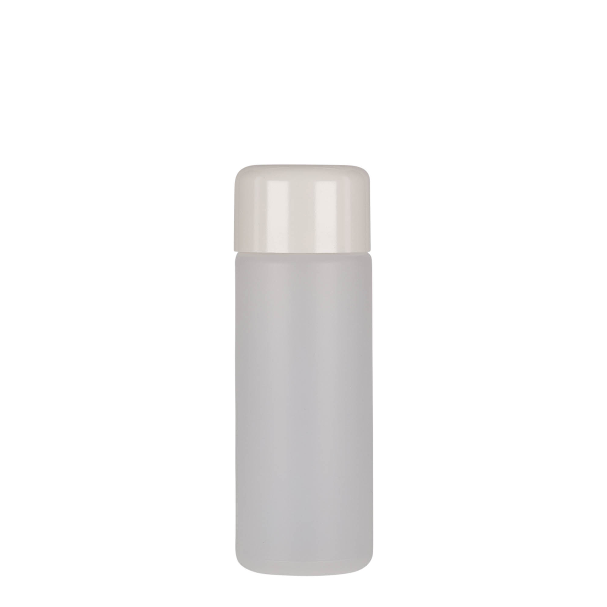 100 ml rund flaska, PE-plast, natur, öppning: skruvlock