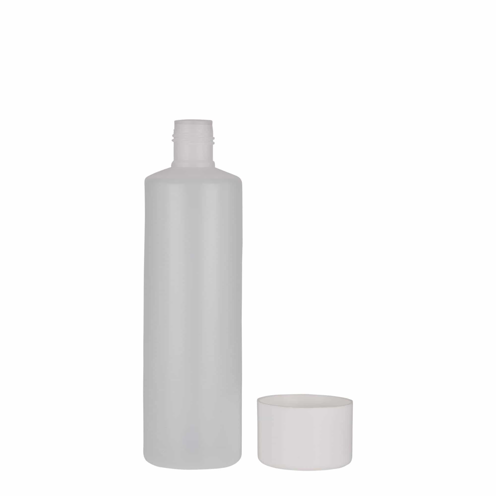 250 ml rund flaska, PE-plast, natur, mynning: skruvkapsel