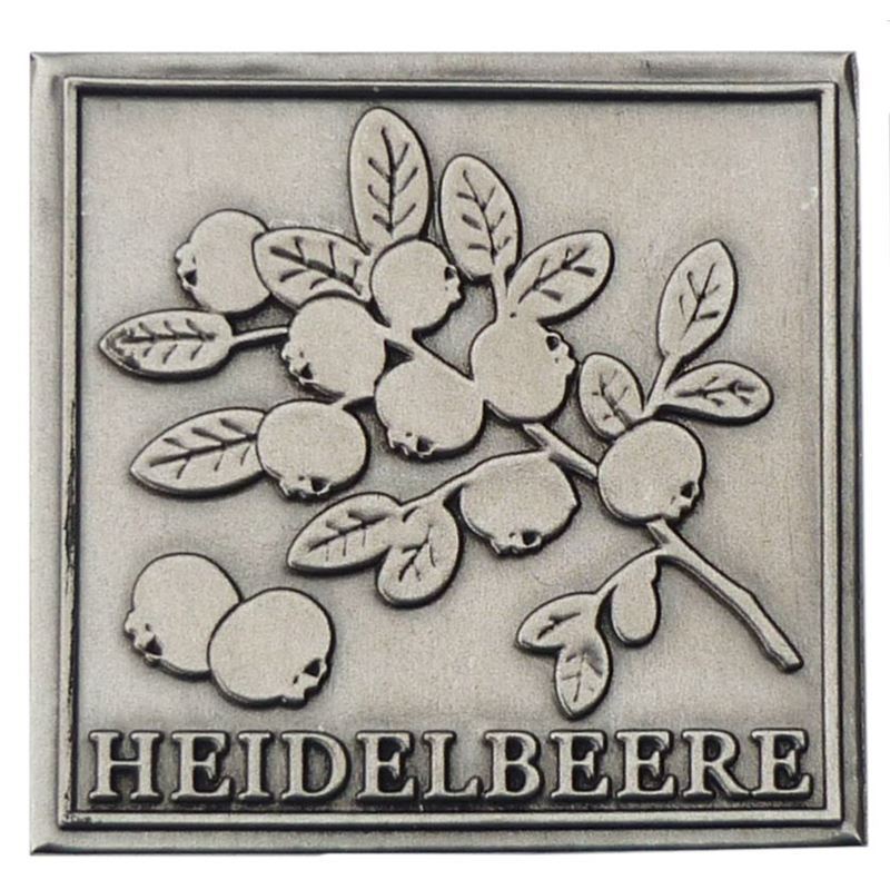 Tennetikett 'Blåbär', kvadratisk, metall, silver Tennetikett 'Blåbär', kvadratisk, metall, silver